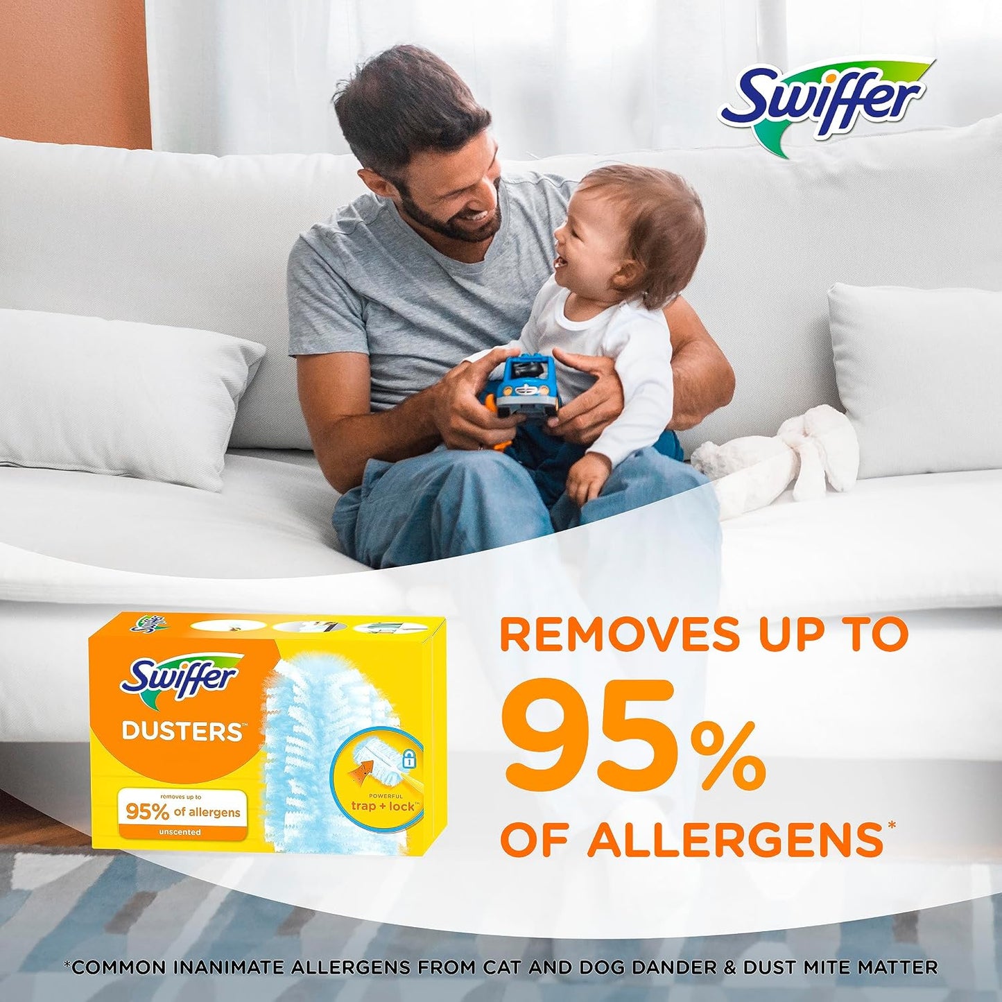 Swiffer Dusters Refill for Cleaning, Made by SWIFFER, Feather &amp; Microfiber Duster Disposable Alternative, for Dusting Furniture, Blinds, Ceiling Fans, Walls, Helps Remove Allergens, Unscented, 18ct
