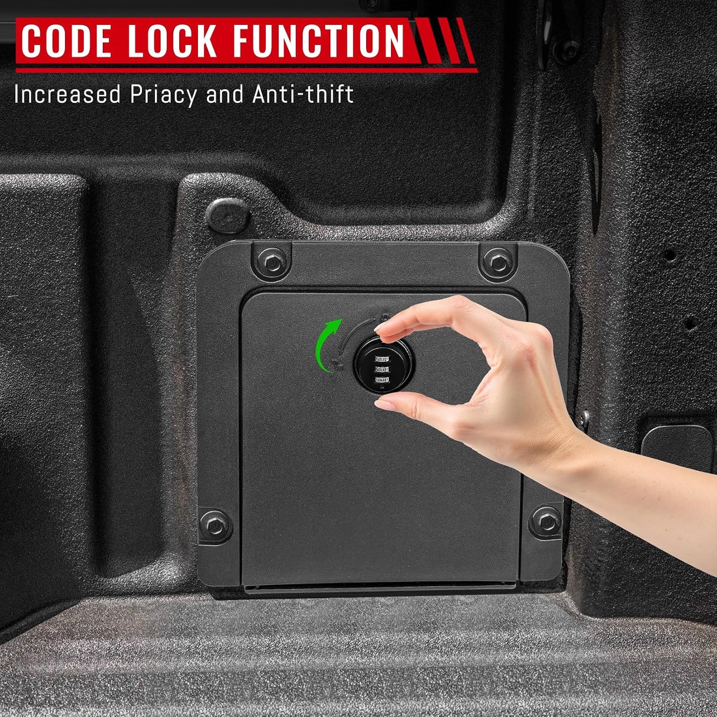 Lockable Bed Cargo Partition Storage Bin Compatible with Ford Maverick 2022-2025 | Cargo Organizer with 3-Digit Security Code Lock | Modular Partition Truck Bed Accessories