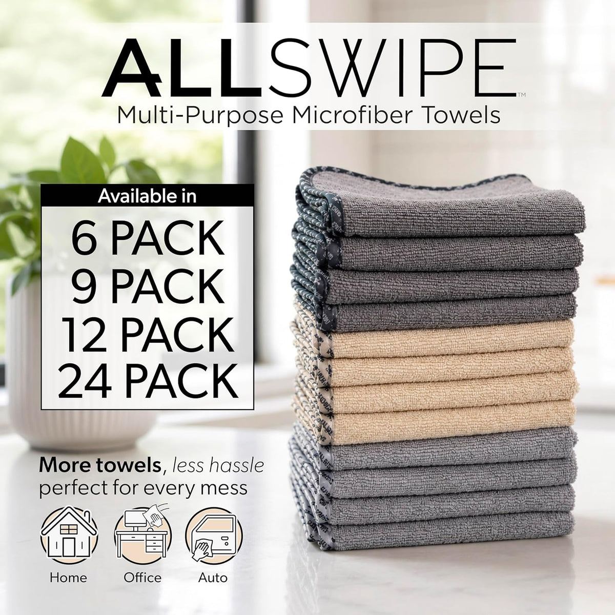 Chemical Guys, AllSwipe Multi-Purpose Microfiber Towels, 14 x 12, 24 Pack
