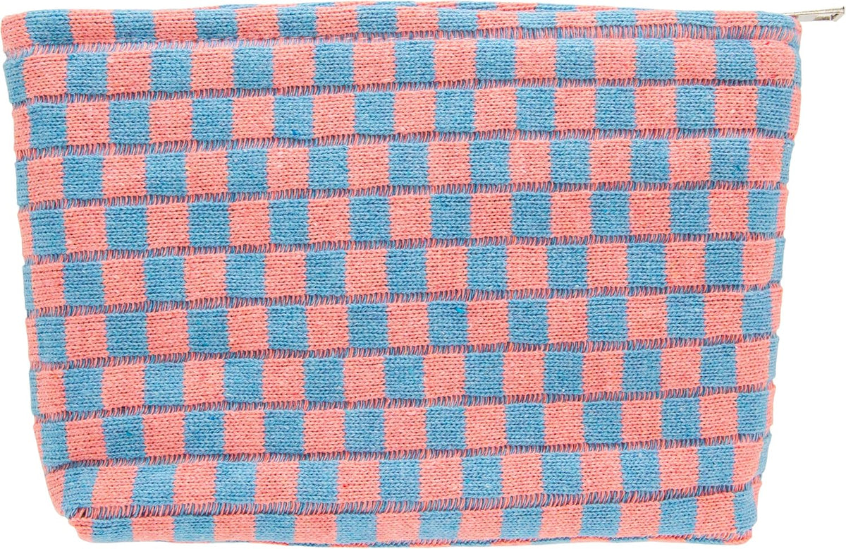 Checkered Makeup Bag for Purse, Small Travel Cosmetic Pouch,Purple,6 Pack