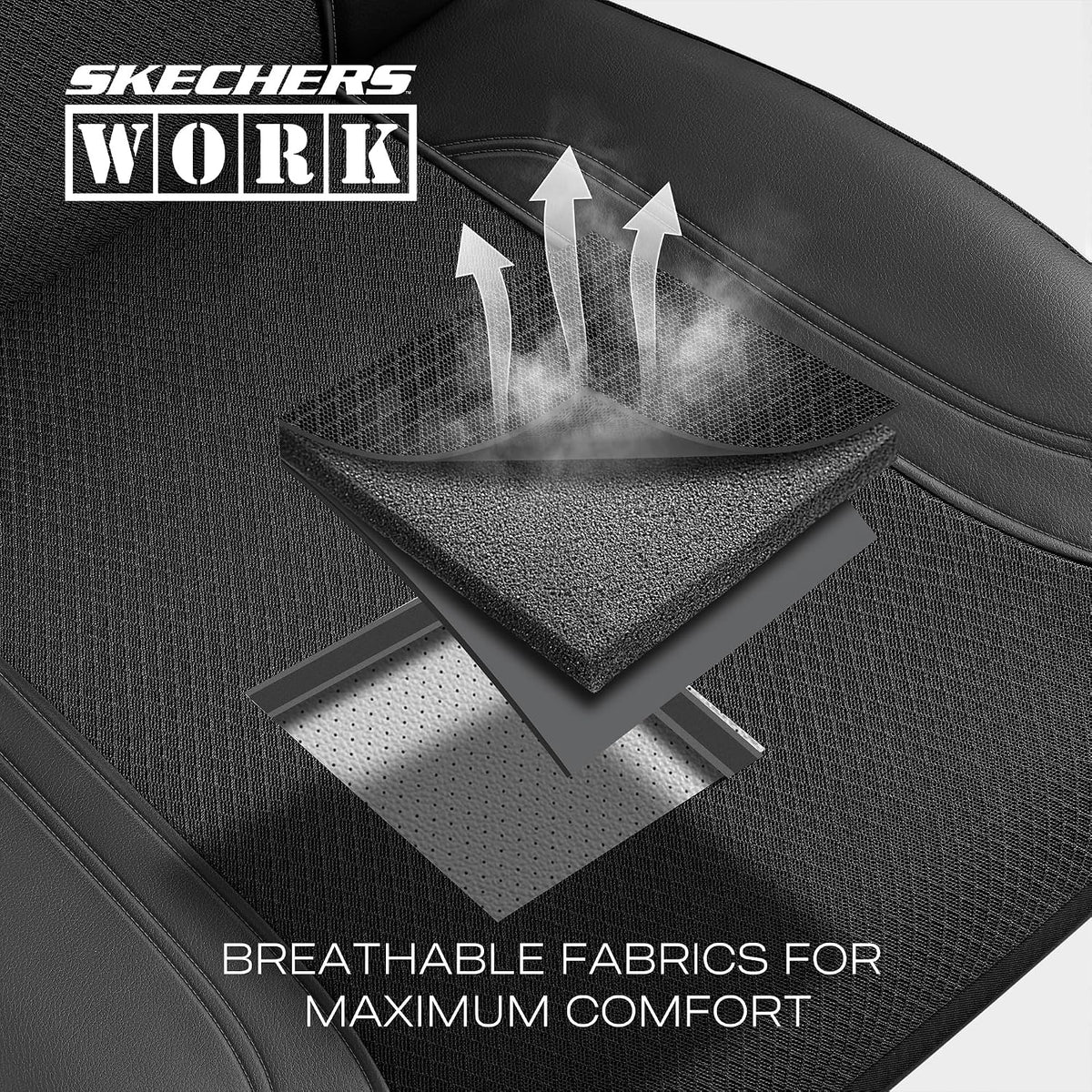 Skechers Seat Covers, Work Leather Car Seat Covers 5-Times Stronger Built-in Webbing, Oxford Fabric Front Seat Cover, Airbag Compatible, Automotive Comfort for Cars, Trucks, SUVs,Black