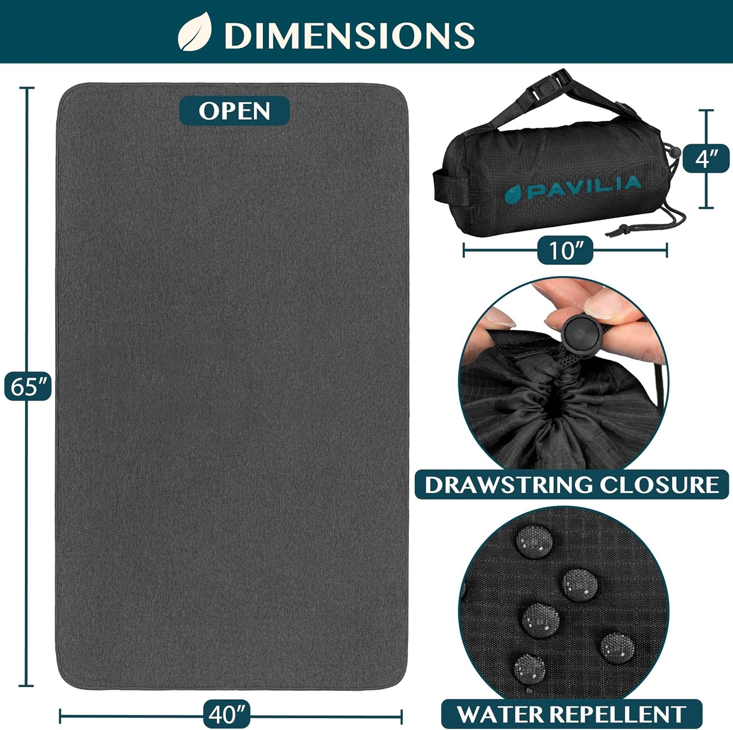 PAVILIA Travel Blanket Airplane Compact with Bag, Lightweight Soft Fleece Plane Blanket Long Flights, Camping Road Trips, Packable Travel Gift Essentials with Luggage Backpack Strap, 65x40, Black