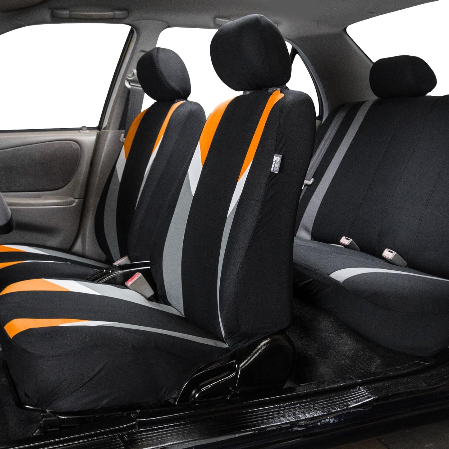 FH Group Front Set Cloth Car Seat Covers for Low Back Car Seats with Removable Headrest, Universal Fit, Airbag Compatible Car Seat Cover for SUV, Sedan, Van, Orange