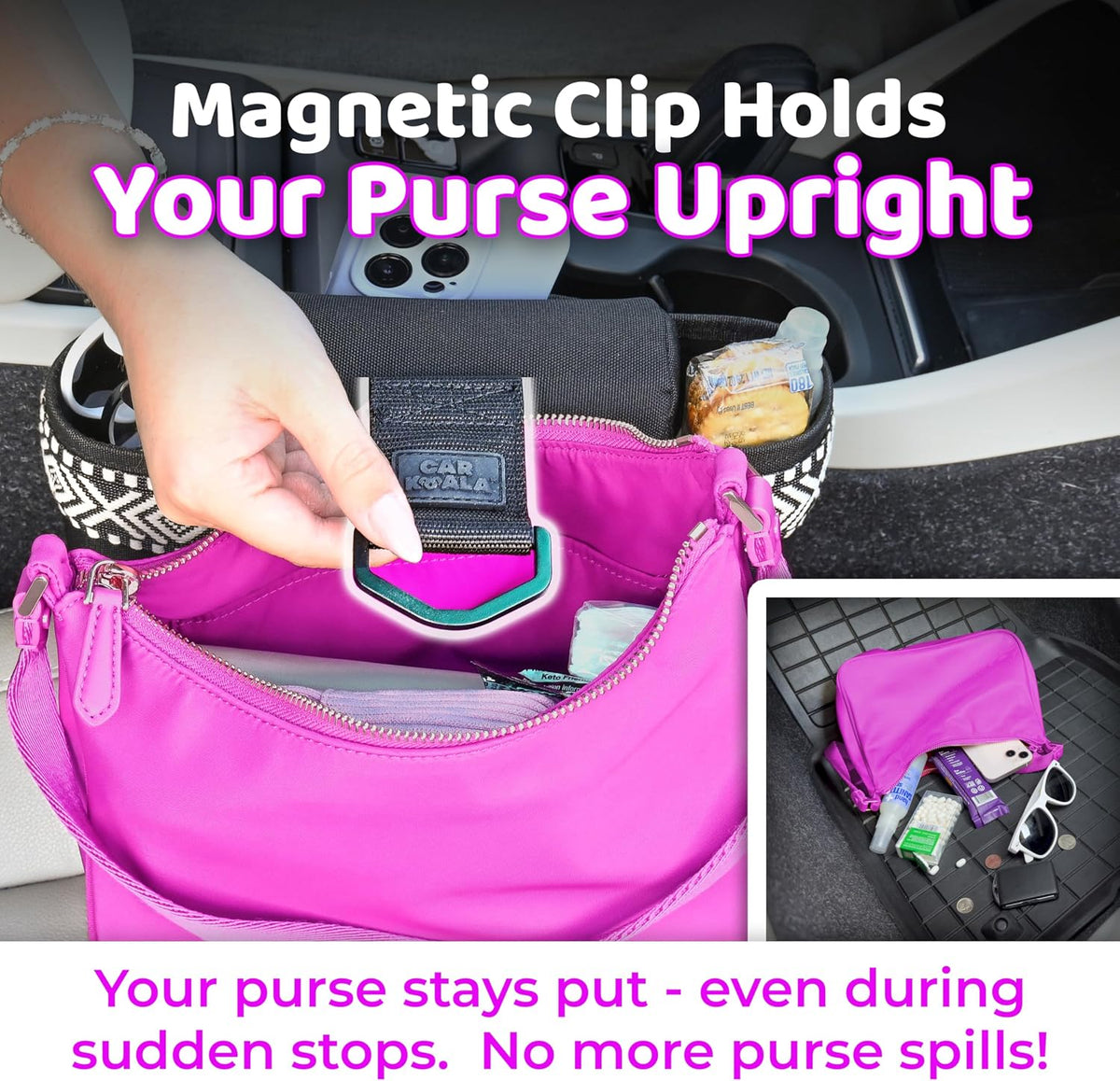 Car Koala Original Front Seat Organizer for the Seat Gap – Built-In Purse Holder, Fits Most Vehicles & Keeps Essentials in Reach