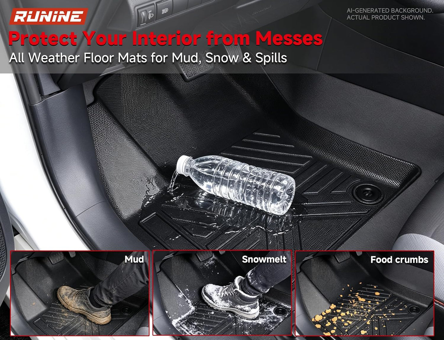 Floor Mats for Toyota Corolla 2020-2025 2026, All Weather Protection Custom Floor Mats Trunk Cargo and Car Windshield Cover Set for Toyota Corolla Accessories,Car Floor Liners Set