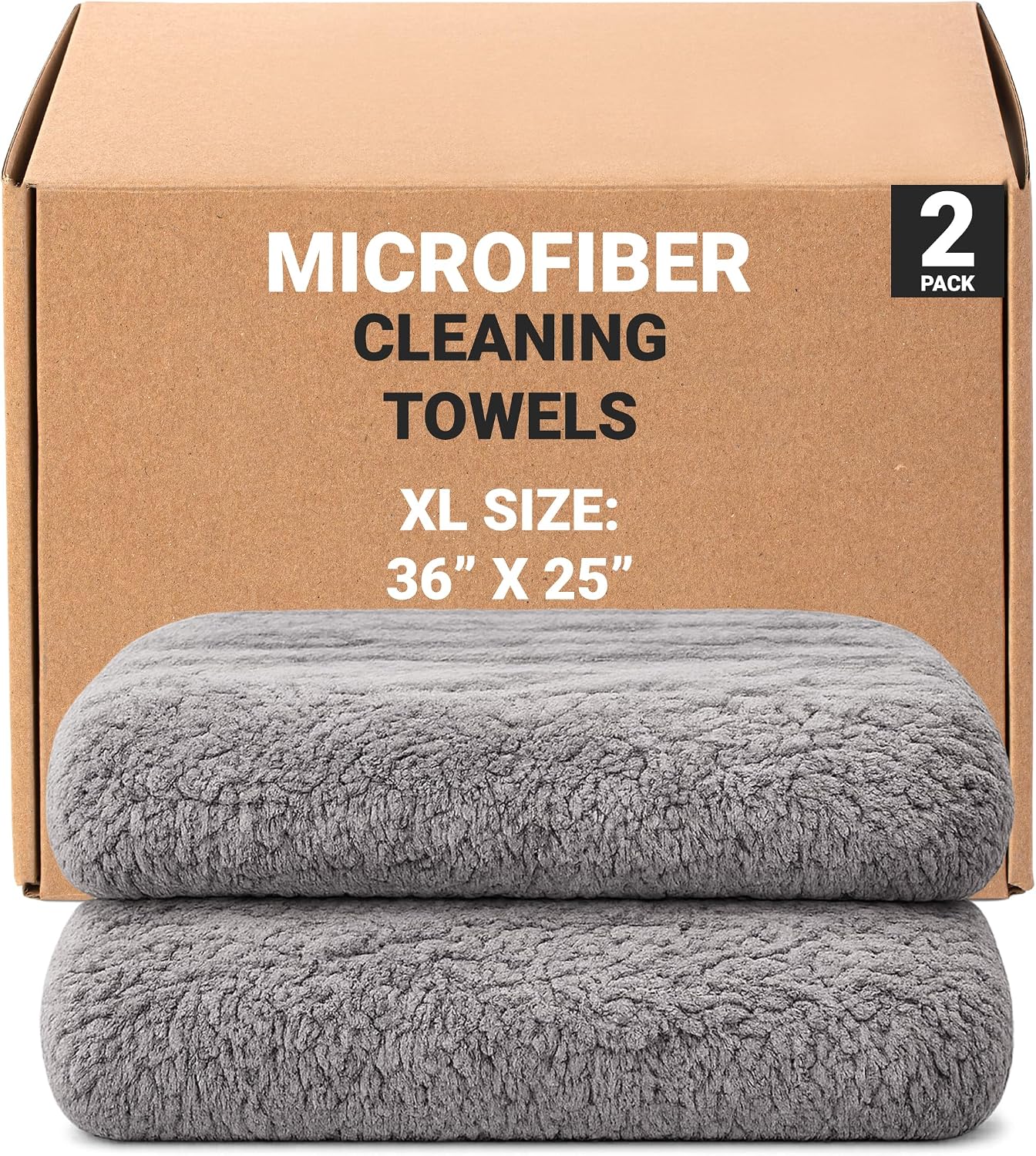 Platinum Microfiber Towels for Cars Extra Large Towel Set of 2 Drying Towels with Maximum Absorbency, Scratch Free Wash Towels for Detailing, Microfiber Cleaning Cloth Towel Kit