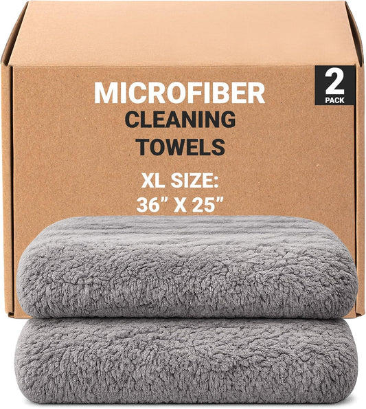 Platinum Microfiber Towels for Cars Extra Large Towel Set of 2 Drying Towels with Maximum Absorbency, Scratch Free Wash Towels for Detailing, Microfiber Cleaning Cloth Towel Kit