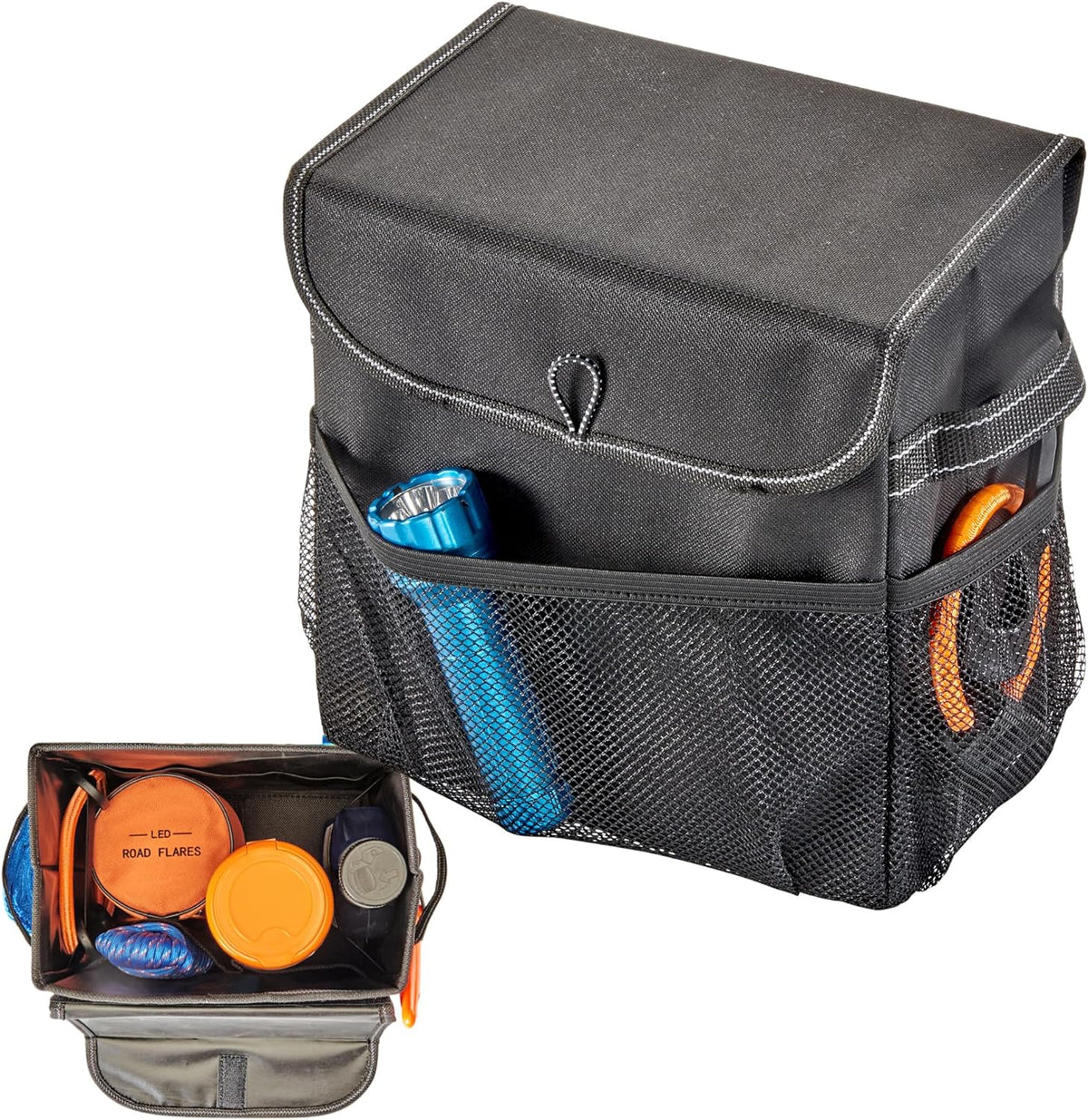 Carganizer Small Car Storage Bin with Lid for Trunk, Front Seat or Backseat