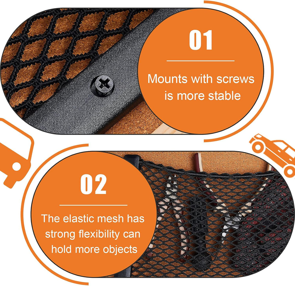 Frienda 4 Pcs Bungee Net Pocket Framed Mesh Car Boat RV,12 X 8 Inch