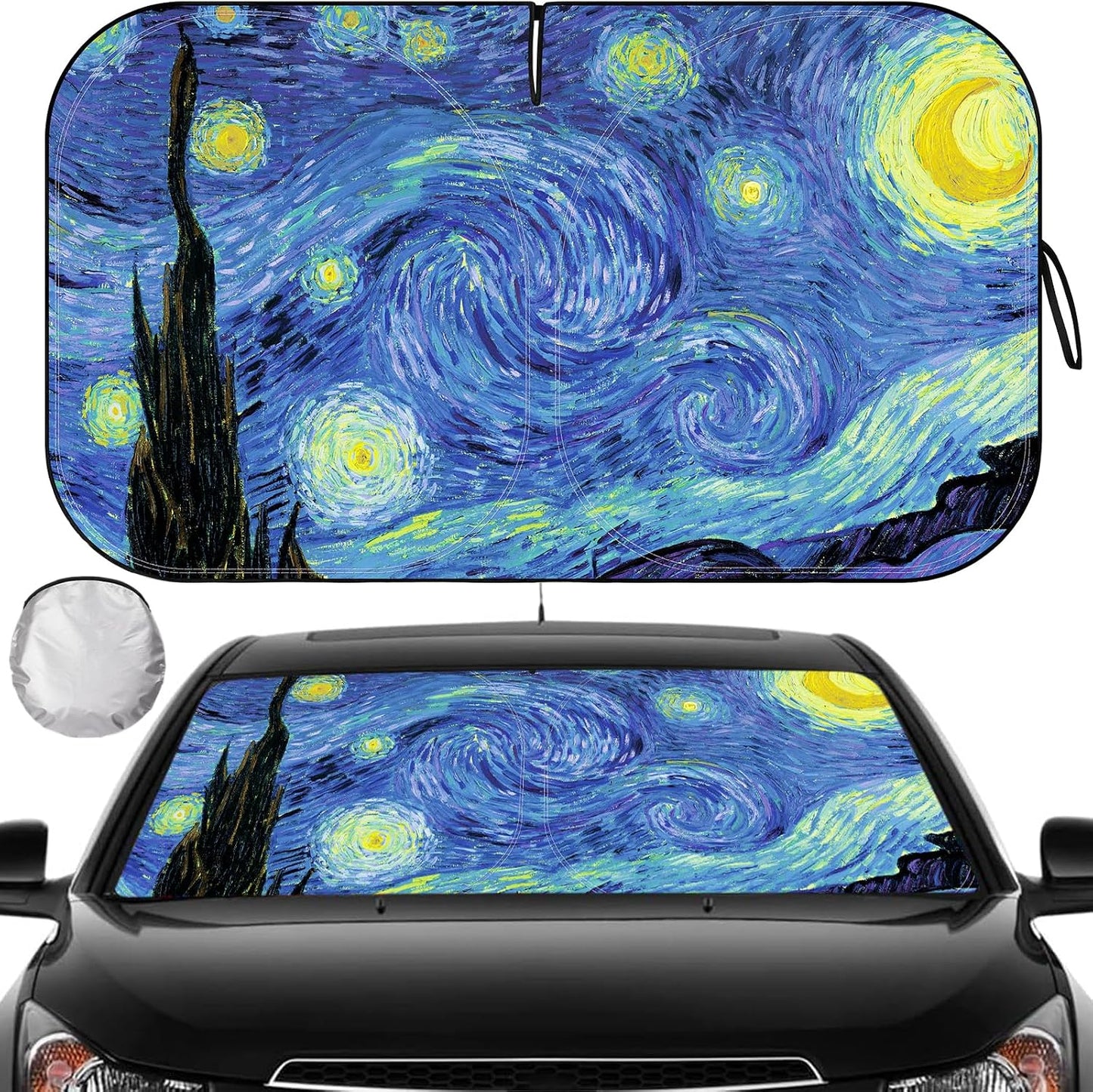 Car Windshield Sun Shade, Foldable Front Window Sunshade Blocks UV Rays, Keep Car Interior Cool, Universal Fit for Hatchback, Truck, SUV, MPV