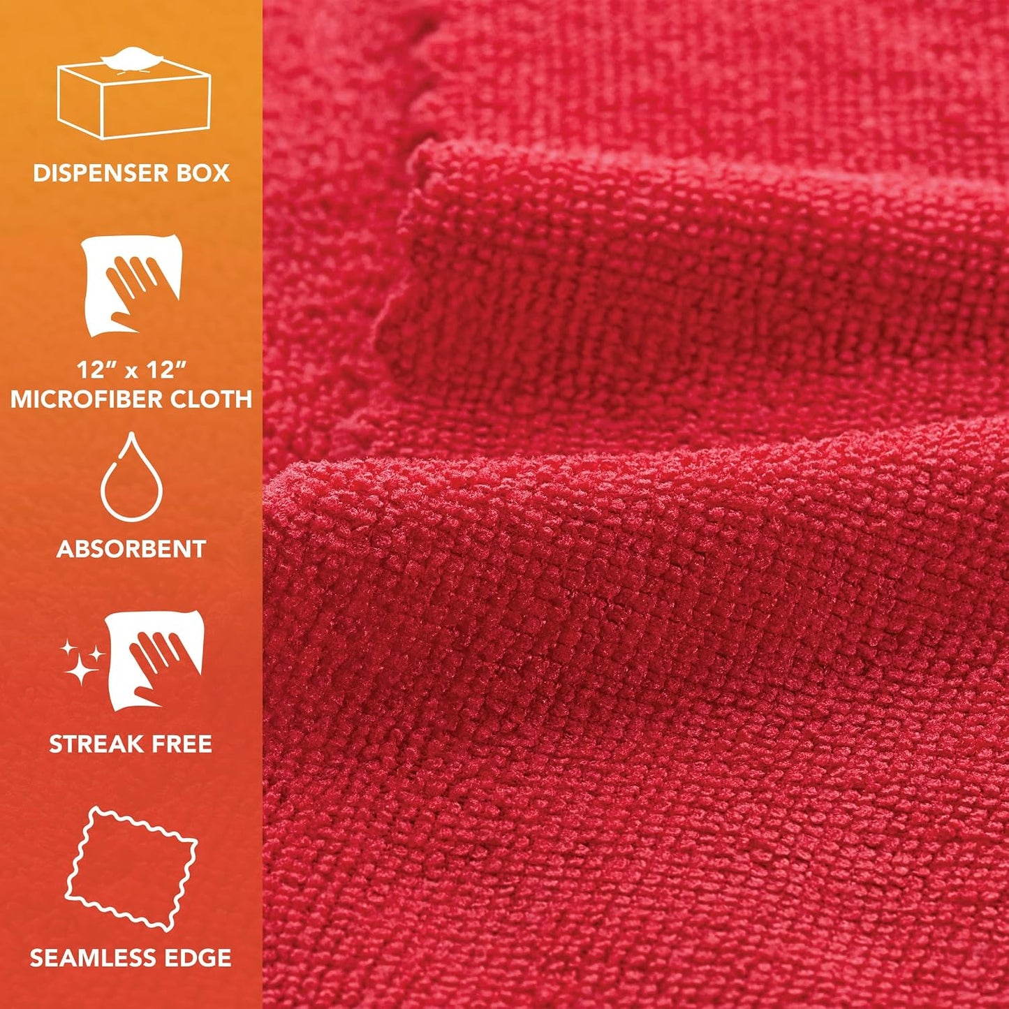 Arkwright Smart Rags Microfiber Cleaning Cloths, Pack of 50 in a Box, Lint Free 180 GSM Reusable Towels for Auto, Office and Household Cleaning, 12 x 12 in, Red