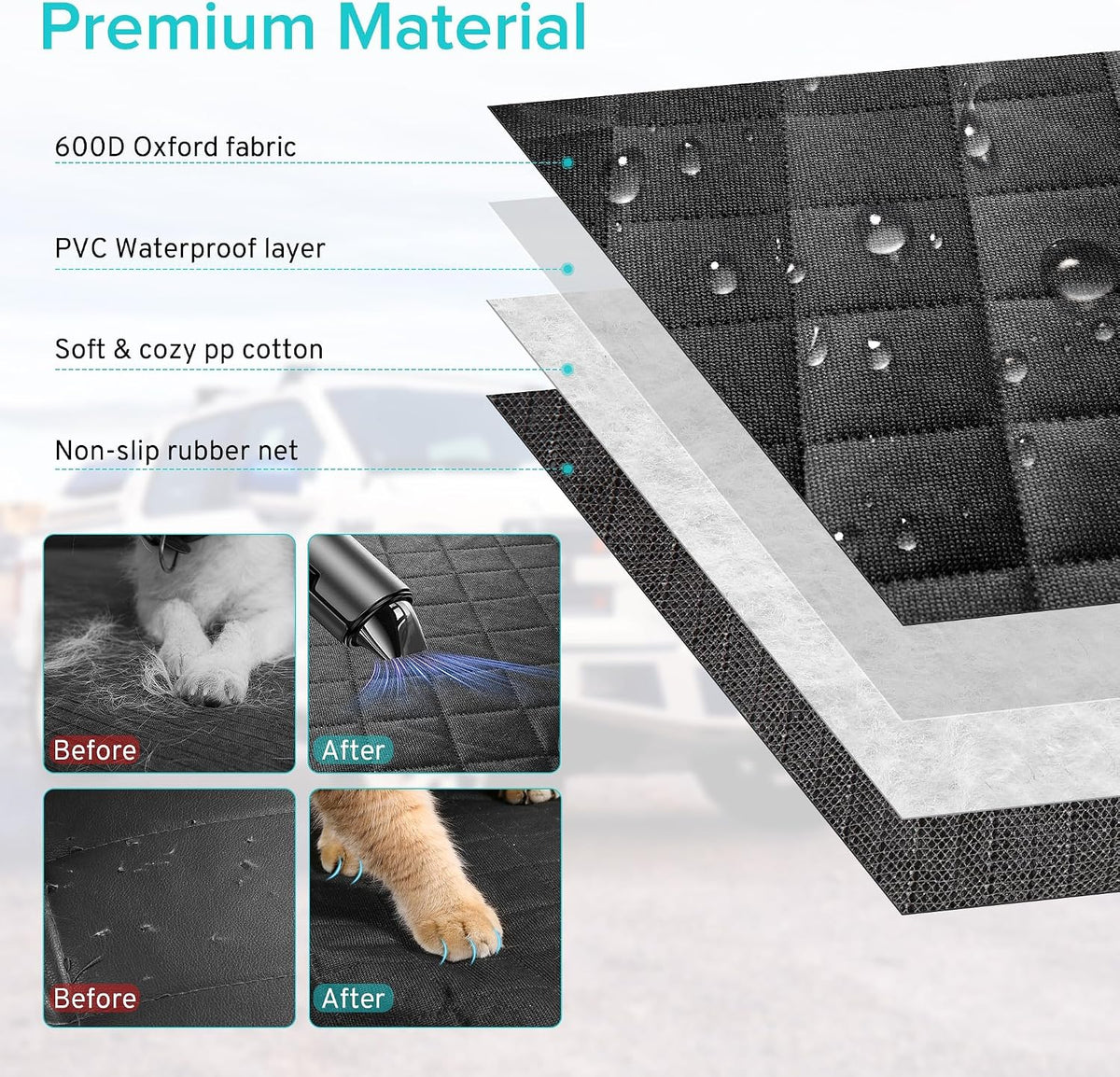 Truck Dog Seat Cover for Toyota Tundra Sequoia Back Seat 2000-2025 2026
