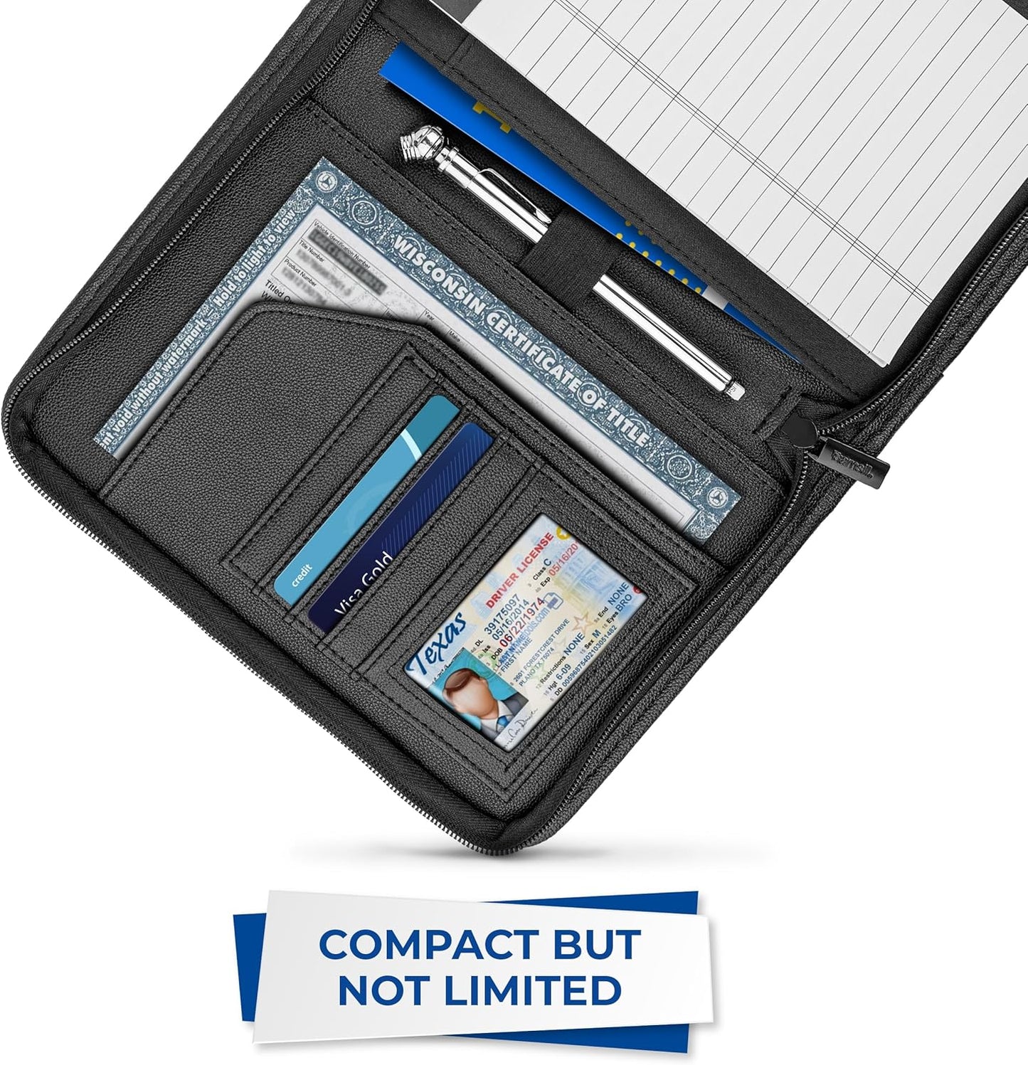 Samsill Car Registration and Insurance Holder, Owner's Manual Glove Box Organizer, 7.25 x 10 inches, Car Document Holder, Black