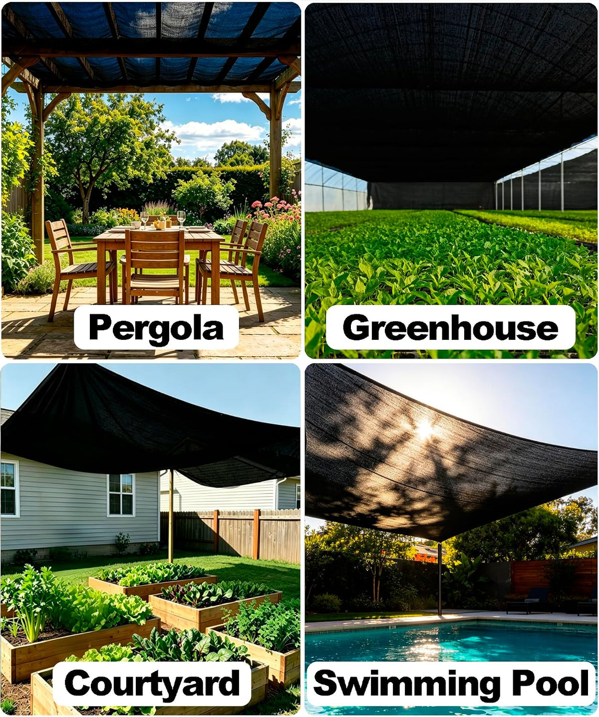 Black Sun Shade Cloth for Garden, 90-95% Sunblock Shade Mesh Tarp 3 x 10FT | Shade Cover for Plants, Greenhouse, Vegetables, Patio, Car Cover, Pergola Cover, Canopy, Backyard, Lawn, and Outdoor Use