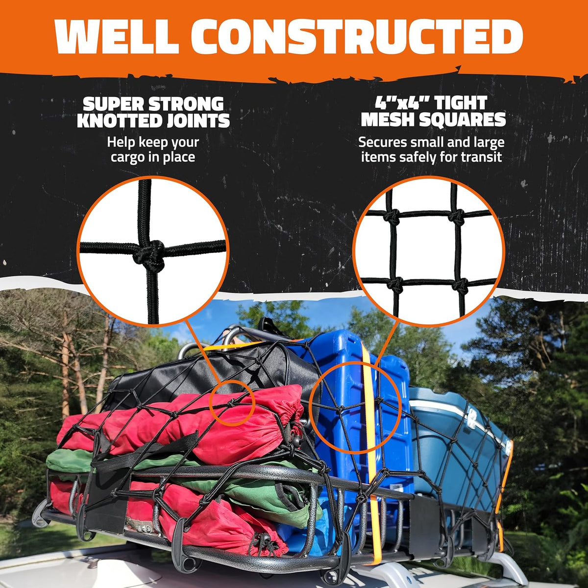 Mockins 36"x20" Heavy Duty Cargo Net for Pickup Truck Bed, Rack & More