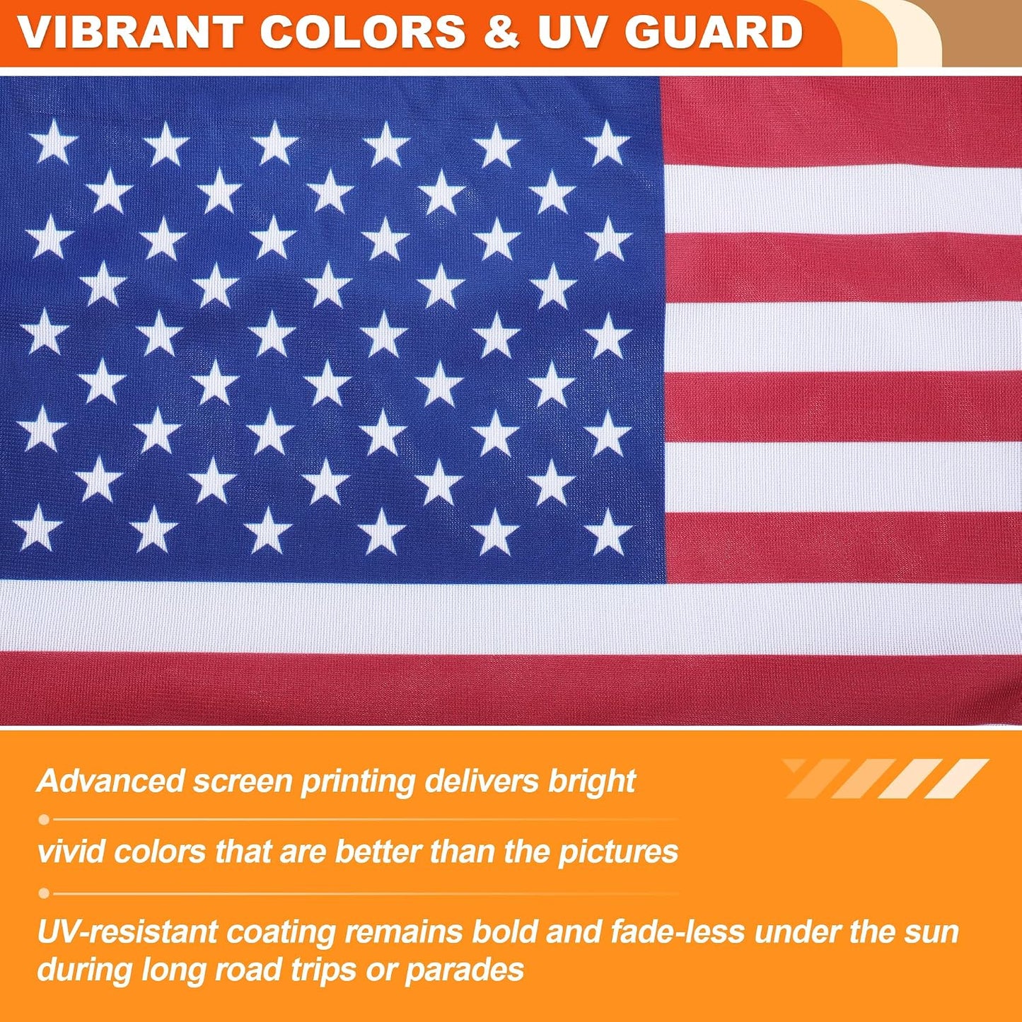 2-Pack American Flag for Car Window - Heavy Duty 2-Ply Warp-Knitted Polyester USA Car Flags, 17.5" Sturdy Pole W/Window Clip, Highway Ready for SUV, Truck & Football Sports Events