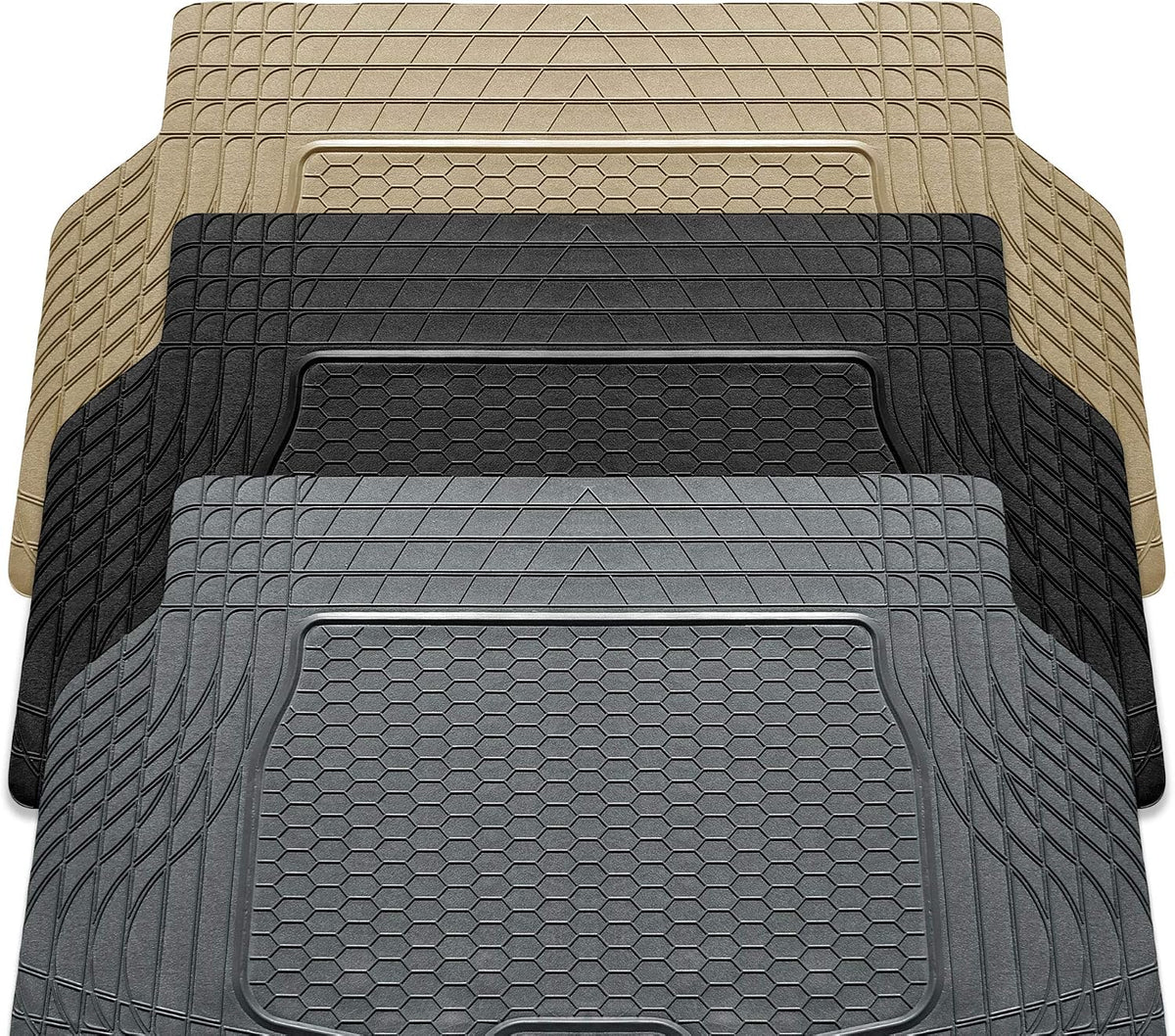 FH Group Automotive Floor Mats - Heavy-Duty Rubber, All Weather Protection Universal Fit Full Set Floor Mats and Cargo Mat, Climaproof, Semi Custom Trimmable for Most Cars, Sedan, SUV, Truck, Beige