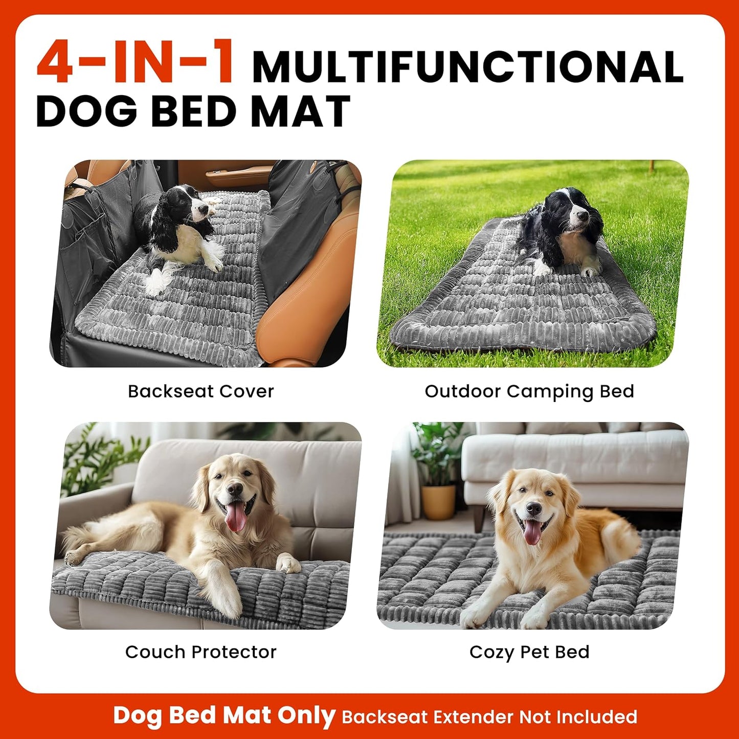HiPetpy Backseat Dog Bed Mat for Car, Non-Slip Dog Bed for Car Back Seat, Soft & Cozy Dogs Blanket, Washable Travel Pet Mat Seat Protector for Cars, SUVs, Trucks