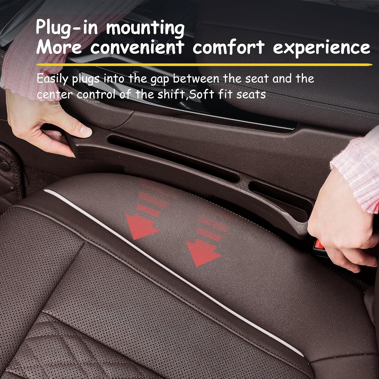 Car Seat Gap Filler Organizer with Dual Slots, 2 Pack Anti-Drop Storage Solution for Car SUV Truck - Prevents Phone, Keys, Wallet from Falling Between Seats (Brown)