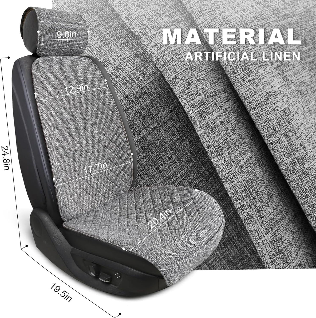 BOPUOVRE Linen Front Car Seat Covers Breathable Fabric