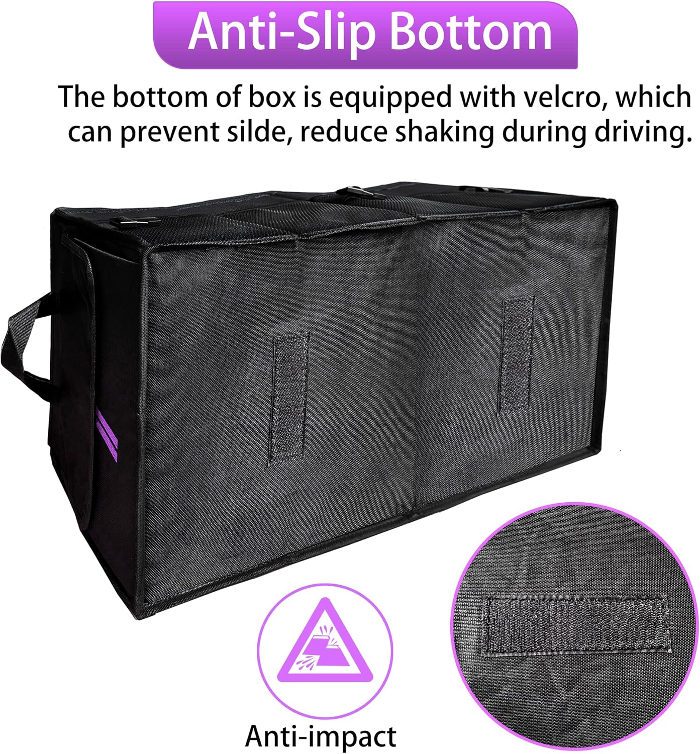 YOSRTER for Dodge Charger Durango Challenger Ram Car Trunk Organizer Collapsible Storage Box with Handle Foldable Lid Non Slip Bottom Sturdy Base Panel 2 Compartment Purple Trim
