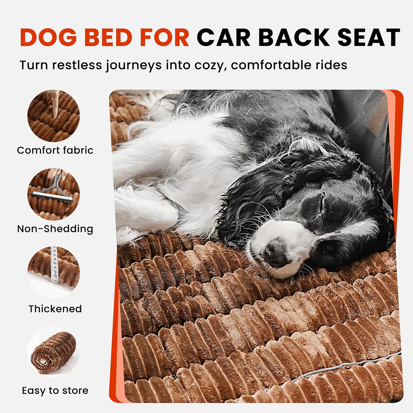HiPetpy Backseat Dog Bed Mat for Car, Non-Slip Dog Bed for Car Back Seat, Soft & Cozy Dogs Blanket, Washable Travel Pet Mat Seat Protector for Cars, SUVs, Trucks