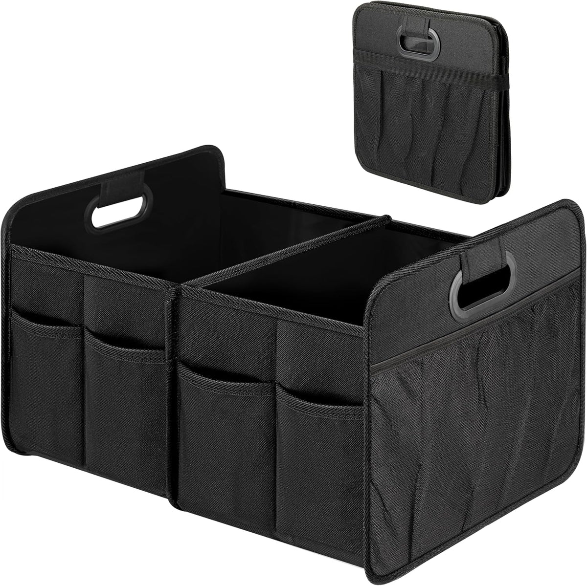 Simple Deluxe Car Trunk Organizer, Anti-slip Design, Made of Waterproof 600D Oxford Polyester, 2 Compartments Collapsible Trunk Storage, Suitable for SUV, 14" D x 22" W x 12" H, Red