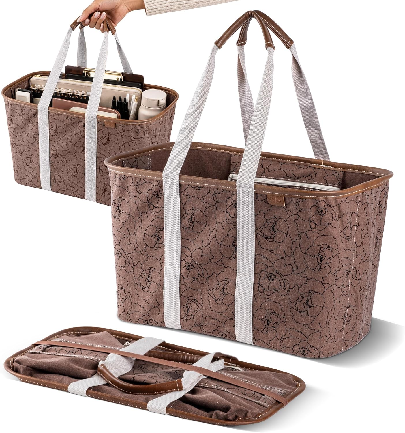 CleverMade Collapsible LUXE Tote, 30L Foldable Grocery Shopping Bag, Reusable