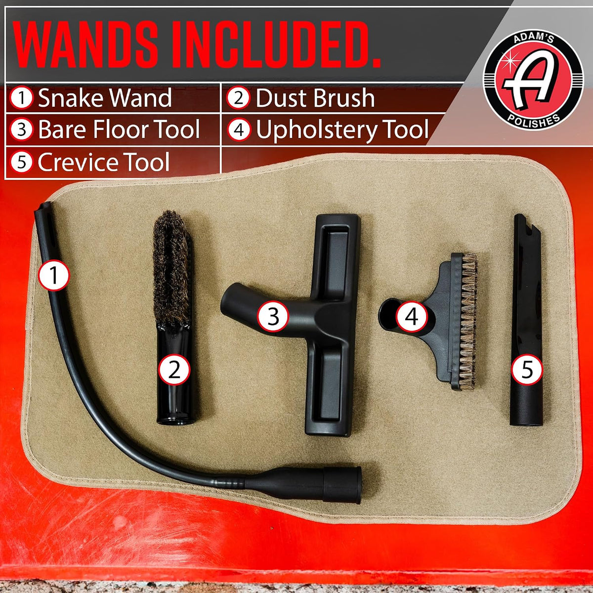 Adam's Polishes Wall Mounted Vacuum - Premium Car Detailing Vacuum for Garage or Shop | Powerful Suction Heavy Duty Detailing