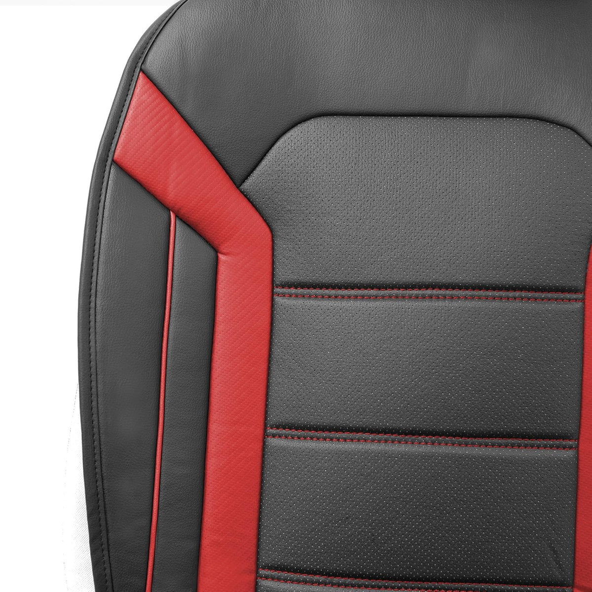 FH Group Front Set Faux Leather Car Seat Cushions - 2 Pack Seat Covers for Cars Trucks SUV, Waterproof, Universal Fit Seat Covers, Red/Black
