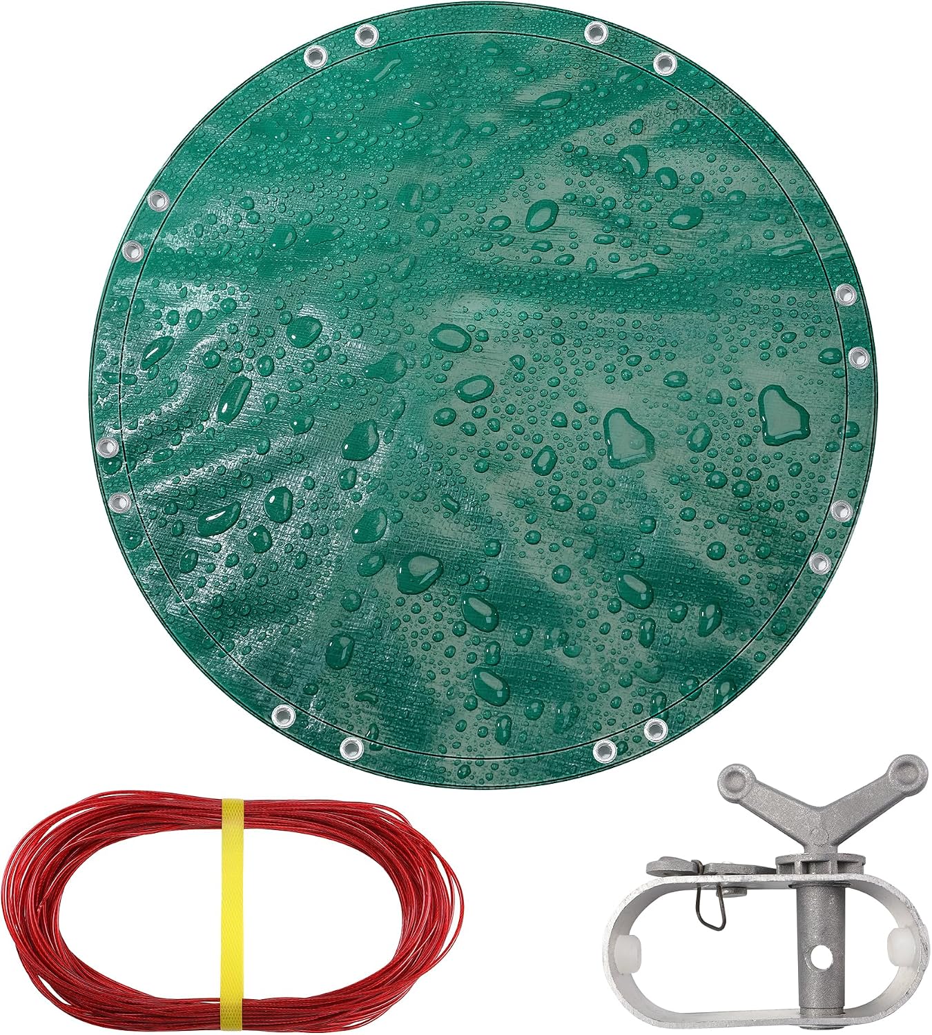 TARPAL 12ft Heavy Duty Round tarp Waterproof with Accessories 10mil Circle Tarps Multipurpose Outdoor Cover Pool tarp for Under Pool(Green/Black)