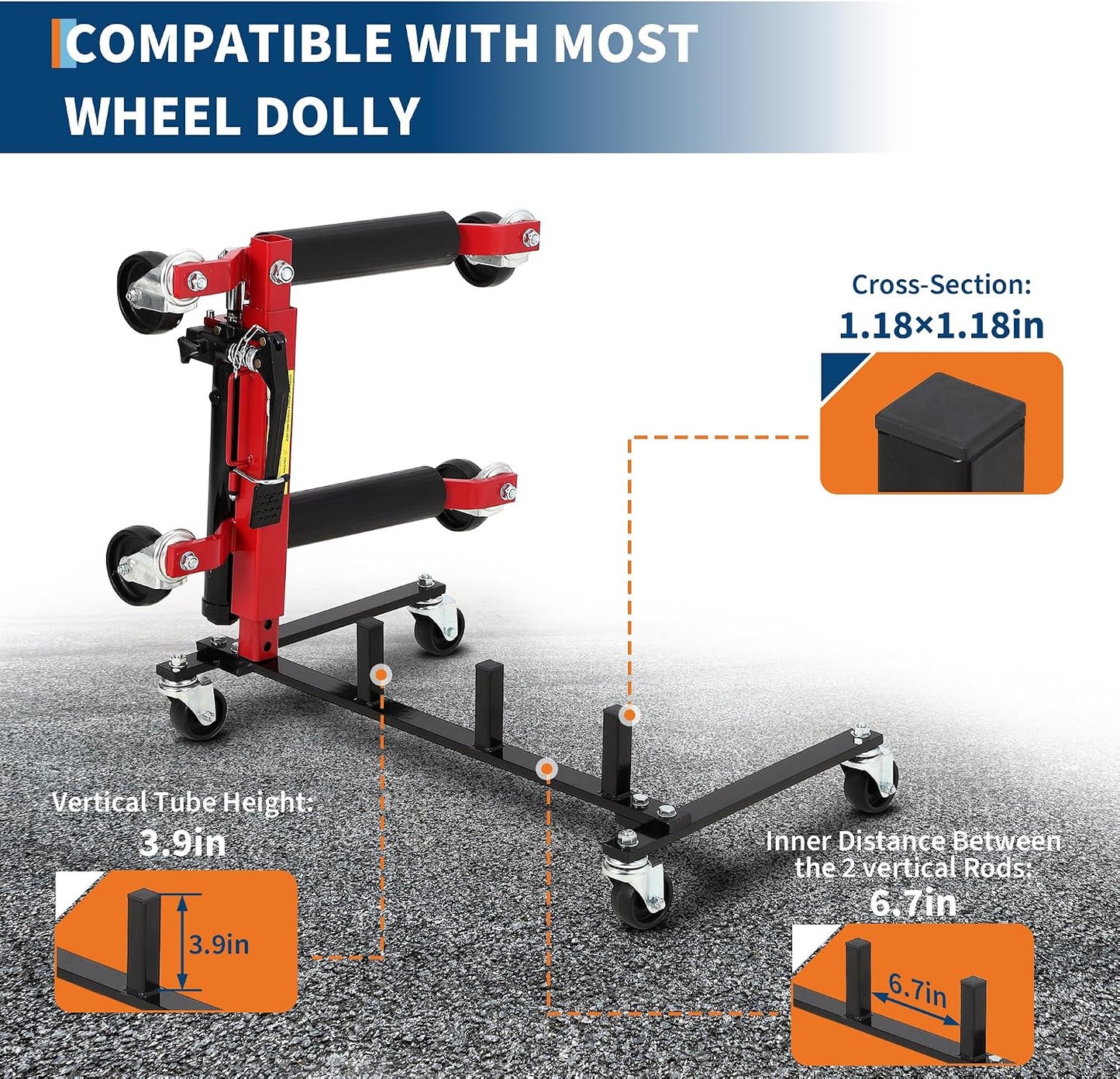 Car Dolly Storage Rack - Heavy Duty 4 Wheel Dolly Holder with 360° Swivel Casters, Universal Jack Stand Organizer for Garage Workshop Auto Repair Shop, Space Saving Tool Storage