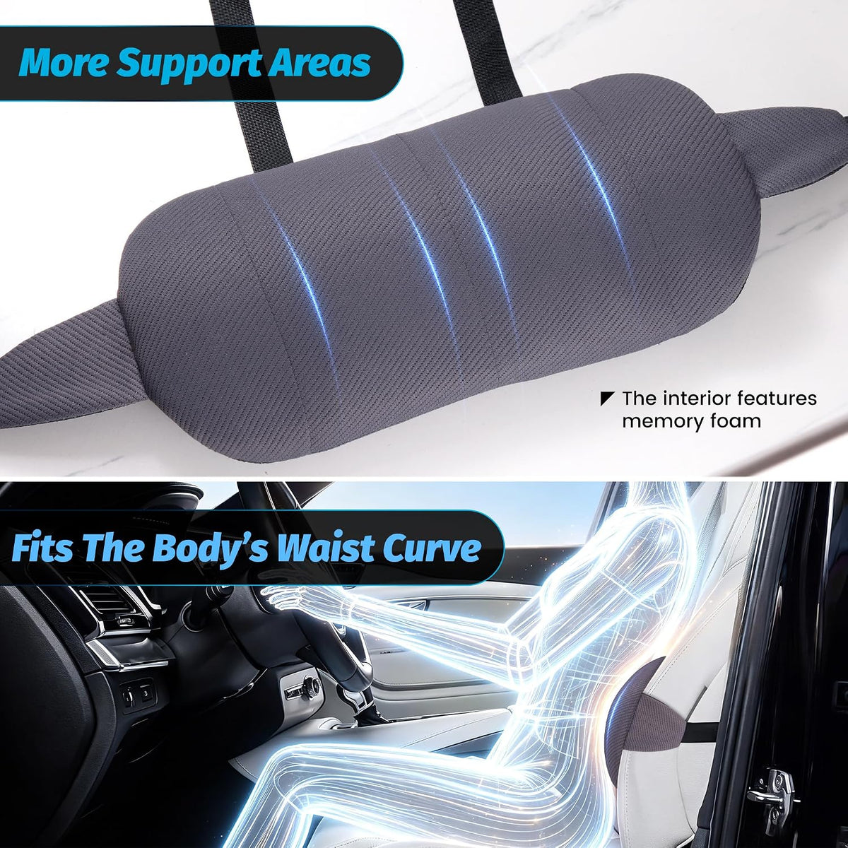 ZUAMEGULumbar Support Pillow for Car, Office Chair & Travel