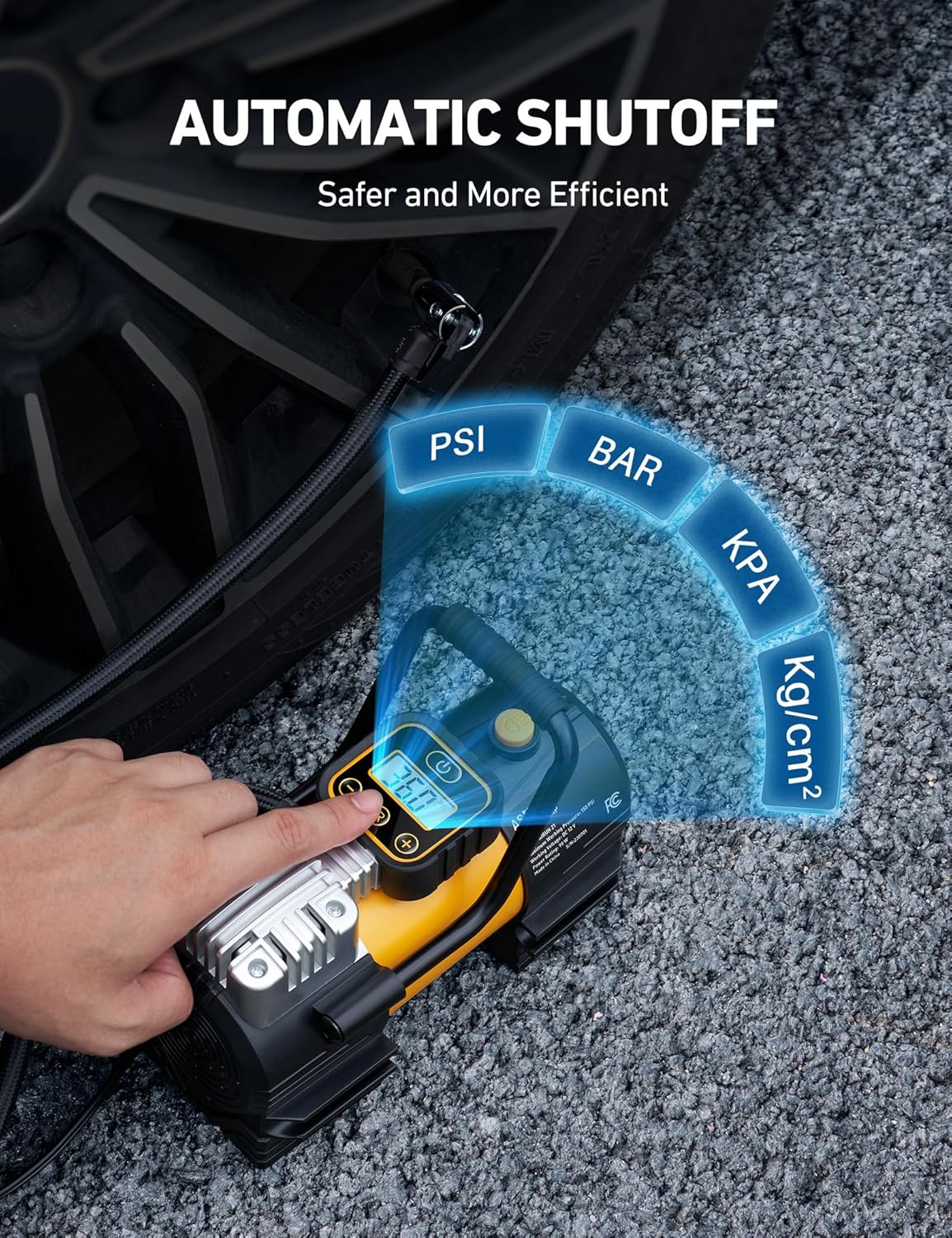 AstroAI Tire Inflator Portable Air Compressor 12VDC Tire Pump Digital Gauge
