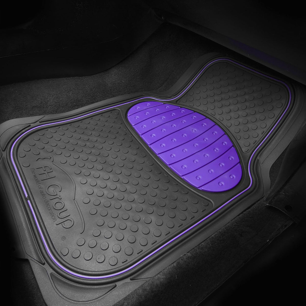 FH Group Car Floor Mats - Heavy-Duty Rubber Floor Mats for Cars, Universal Fit Full Set, Trimmable Automotive Floor Mats, ClimaProof Floor Mats For Most Sedan, SUV, Truck Floor Mats Purple