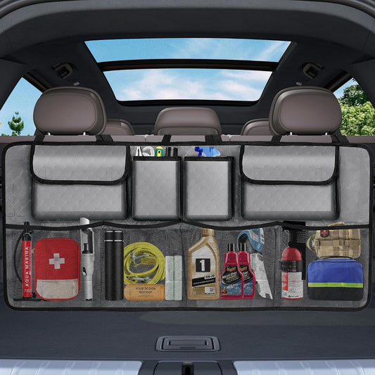Car Trunk Organizer and Storage, Large Capacity Backseat Hanging Storage Accessories, Backseat Car Organizer for SUV/MPV/Truck (Grey)