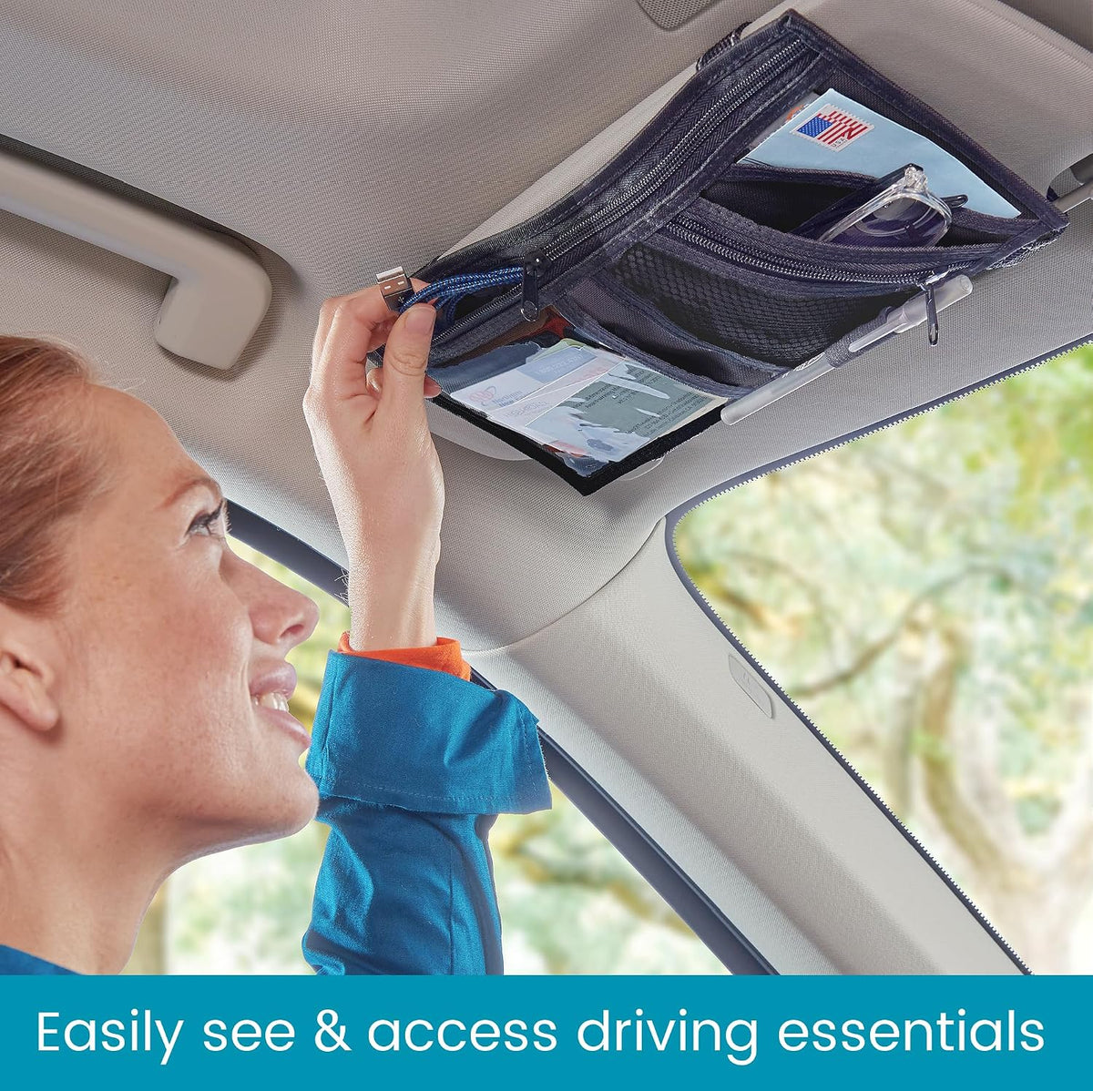 High Road Car Visor Organizer and Sun Visor Document Holder with Pockets
