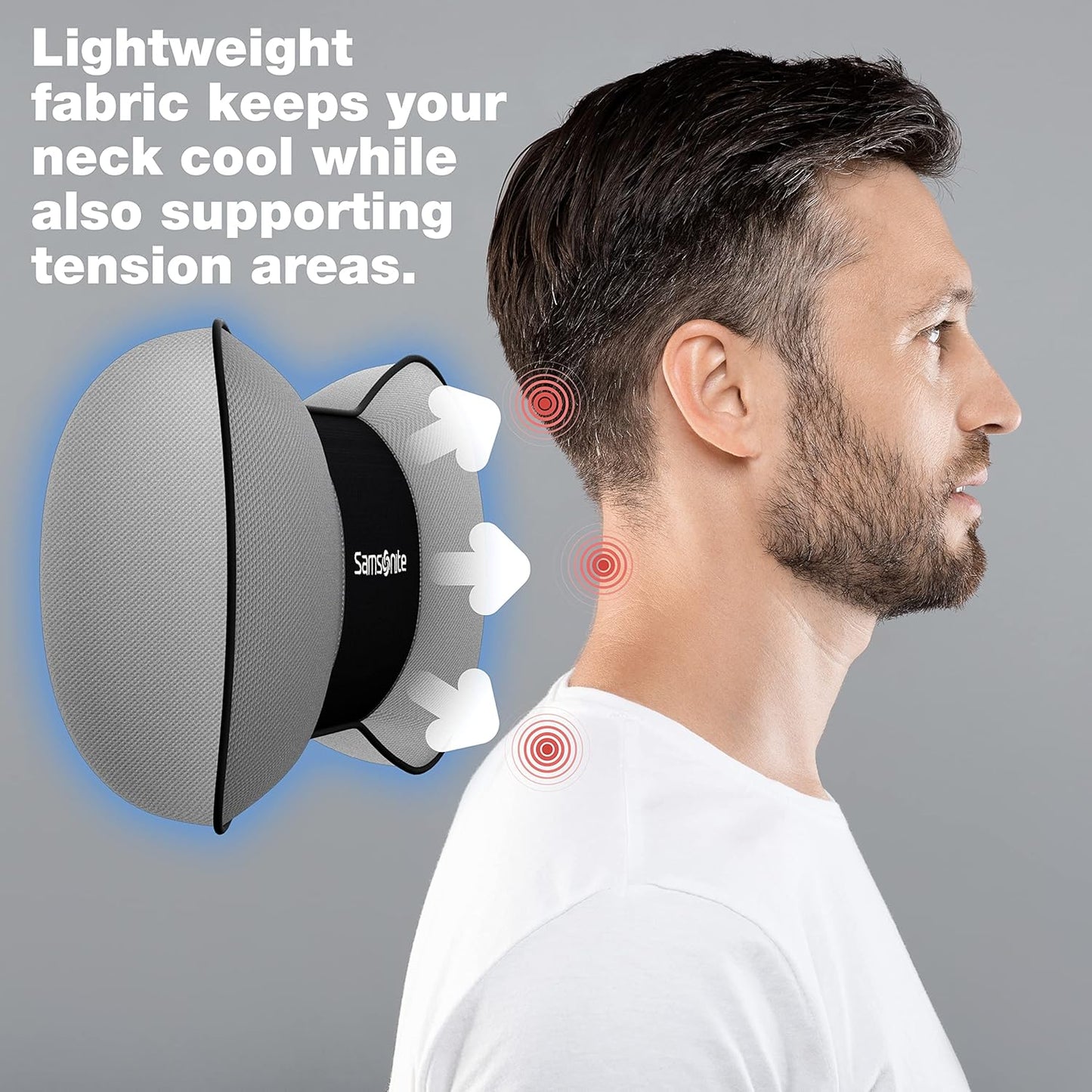 SAMSONITE, Travel Neck Pillow for Car or SUV, Boost your DRIVING COMFORT, High Grade - Memory Foam, Comfortable Headrest Cushion, Fits ALL VEHICLES, Gray…