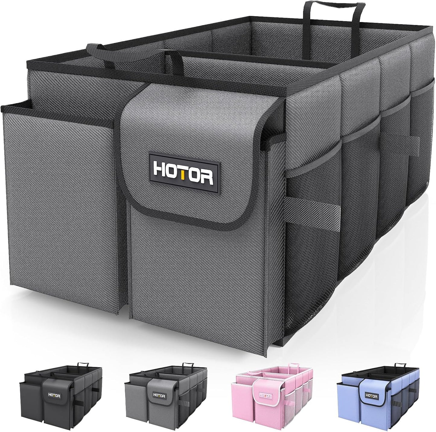 HOTOR Trunk Organizer for Car - Car Organizer, Foldable Trunk organizer for SUVs & Sedans, Sturdy Organization for Car Accessories, Tools, Sundries, Deep Teal, 2 Compartments, 21.3"×12.6"×10.6"
