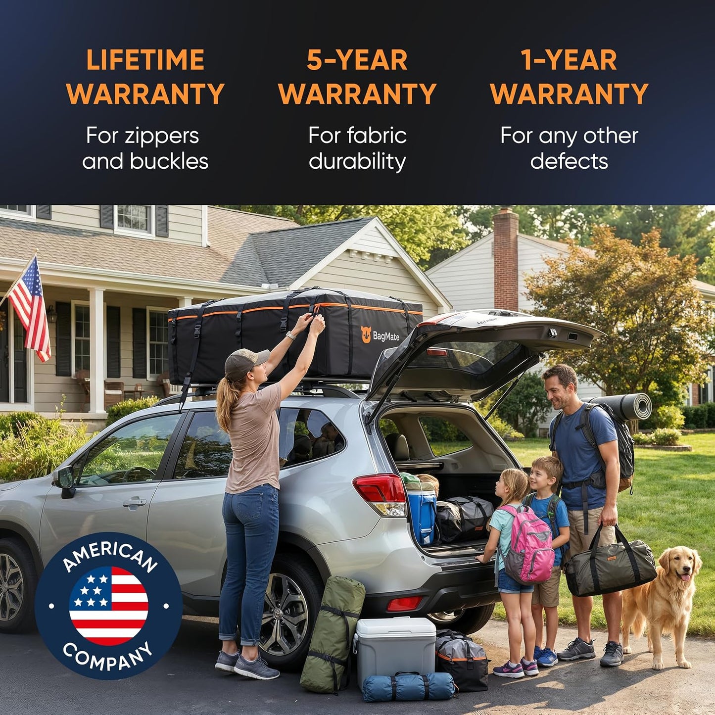 23 Cubic Feet Roof Bag – Safety Tested Heavy-Duty Waterproof Rooftop Cargo Carrier for All Cars & SUVs (with or Without Rack) – Includes Protective Mat & Storage Bag – Military-Grade 840D PVC