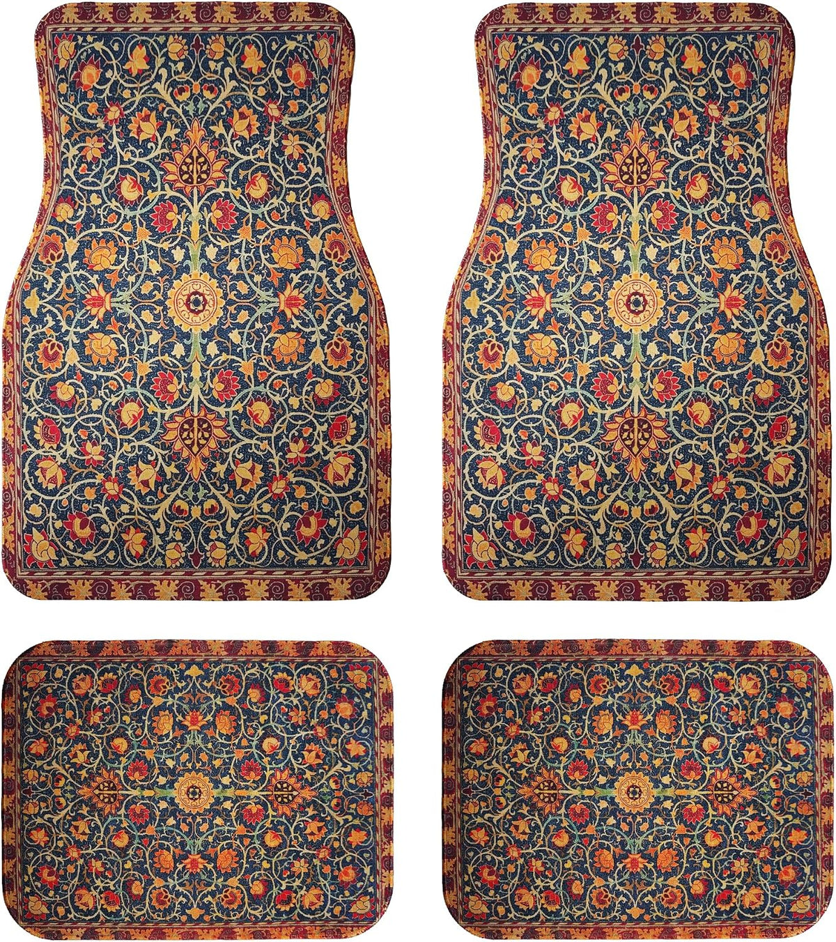 Persian Car Floor Mats Universal Navy Gold Arabesque Set