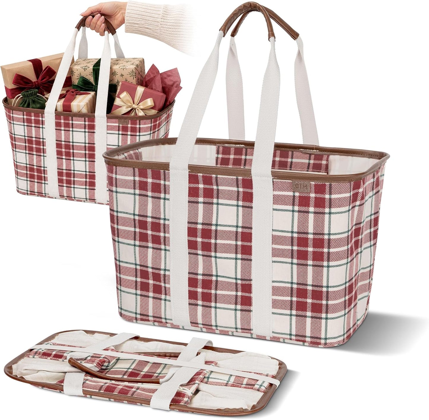 CleverMade Collapsible LUXE Tote, 30L Foldable Grocery Shopping Bag, Reusable