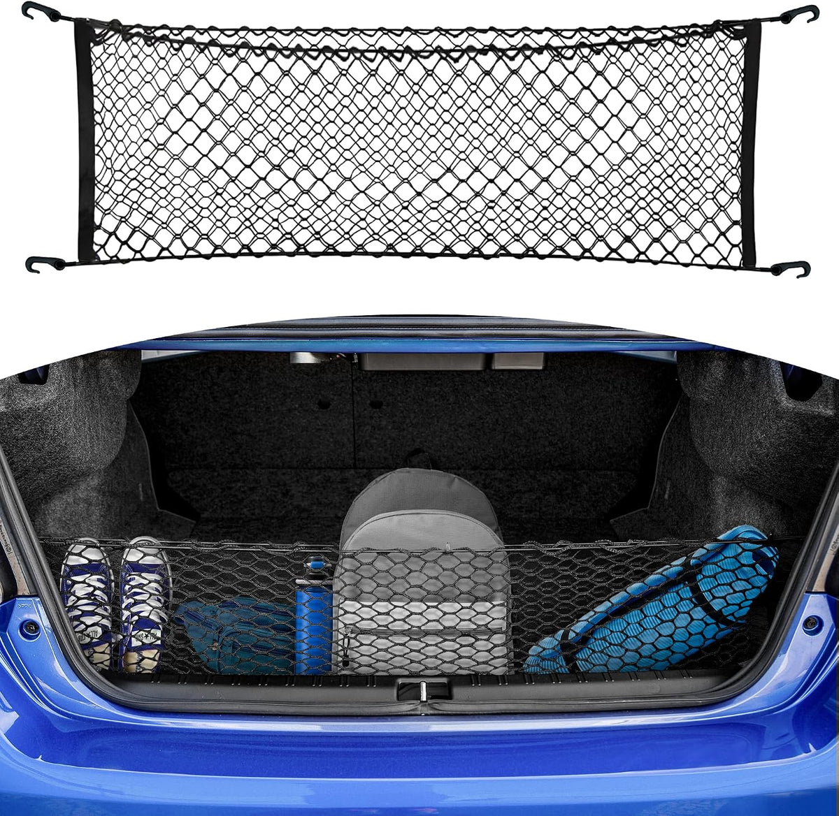Envelope Style Automotive Elastic Trunk Mesh Cargo Net Accessories for Subaru Impreza 2017 – 2024 & Crosstrek 2018 – 2024 - Premium Trunk Organizers and Storage - Luggage Nets for Vehicles