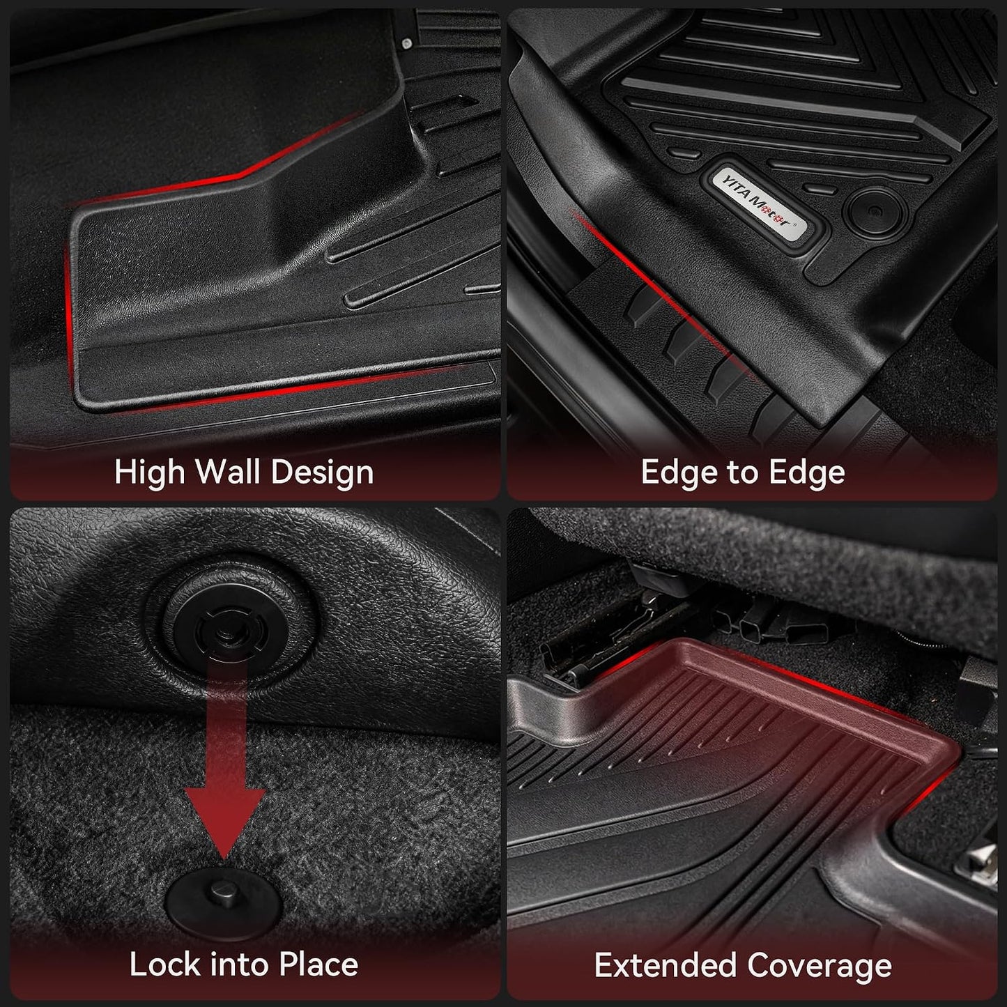 YITAMOTOR Floor Liner and Cargo Mats Fit for Honda Odyssey 2018-2026 Mini Passenger Van, All Weather TPE Car Floor Liners,Durable Anti-Slip Accessories, 1st & 2nd & 3rd Row & Cargo Liner, Black