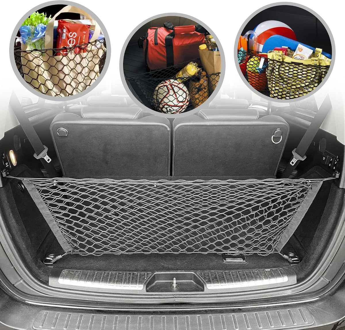 Envelope Style Trunk Mesh Cargo Net for Mercedes Benz GL350 GL450 GL550 GL63 2007-2013 - Car Accessories - Premium Trunk Organizers and Storage - Cargo Net for SUV - Vehicle Carrier Organizer