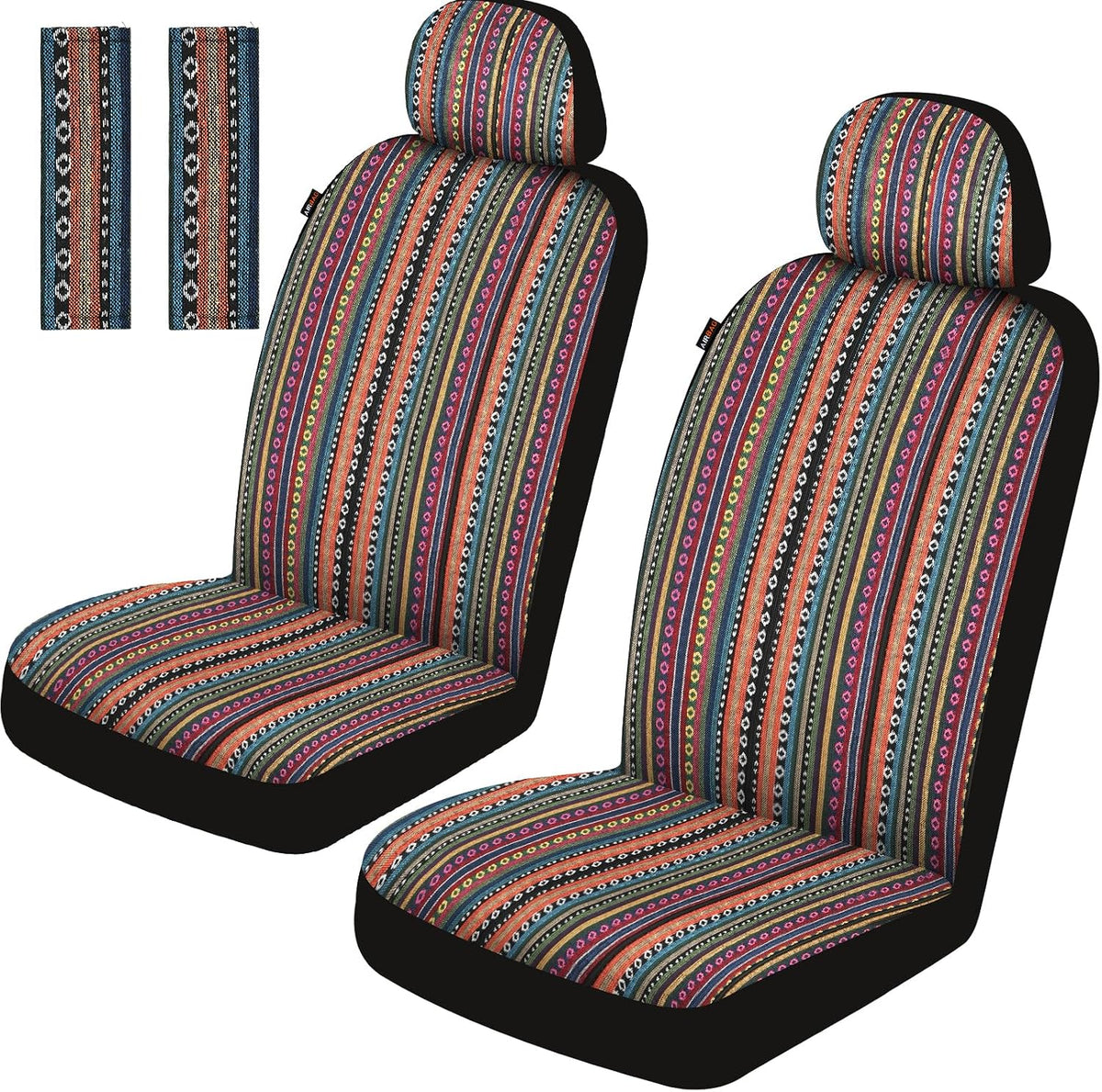 Baja Saddle Blanket Car Seat Covers Front Set 6PCS, Orange