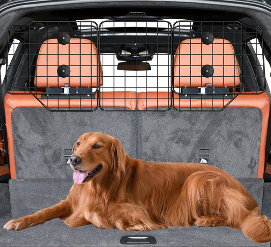 CASIMR Dog Car Barrier for SUVs, Vehicles, Trucks, Cars, Adjustable Pet Divider Cargo Area Universal-Fit, Heavy-Duty Wire Mesh Barriers, Safety Travel Accessories Cover, 61.9 Inch