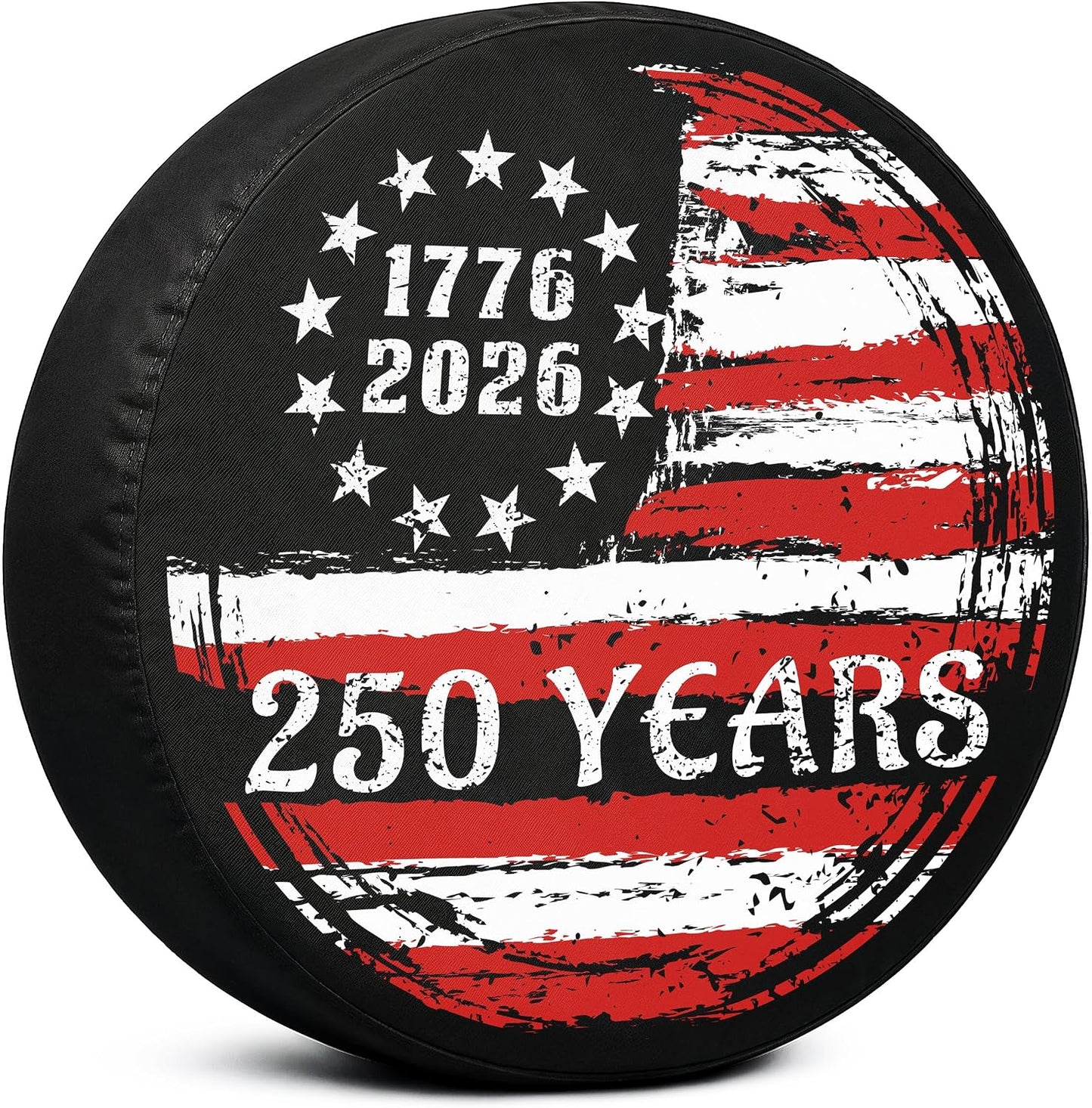 American Flag Spare Tire Cover 1776-2026 250 Years Vintage Patriotic Design, Weatherproof Dust-Proof Sun Protection Wheel Cover for Truck SUV RV Camper Trailer Outdoor Accessories