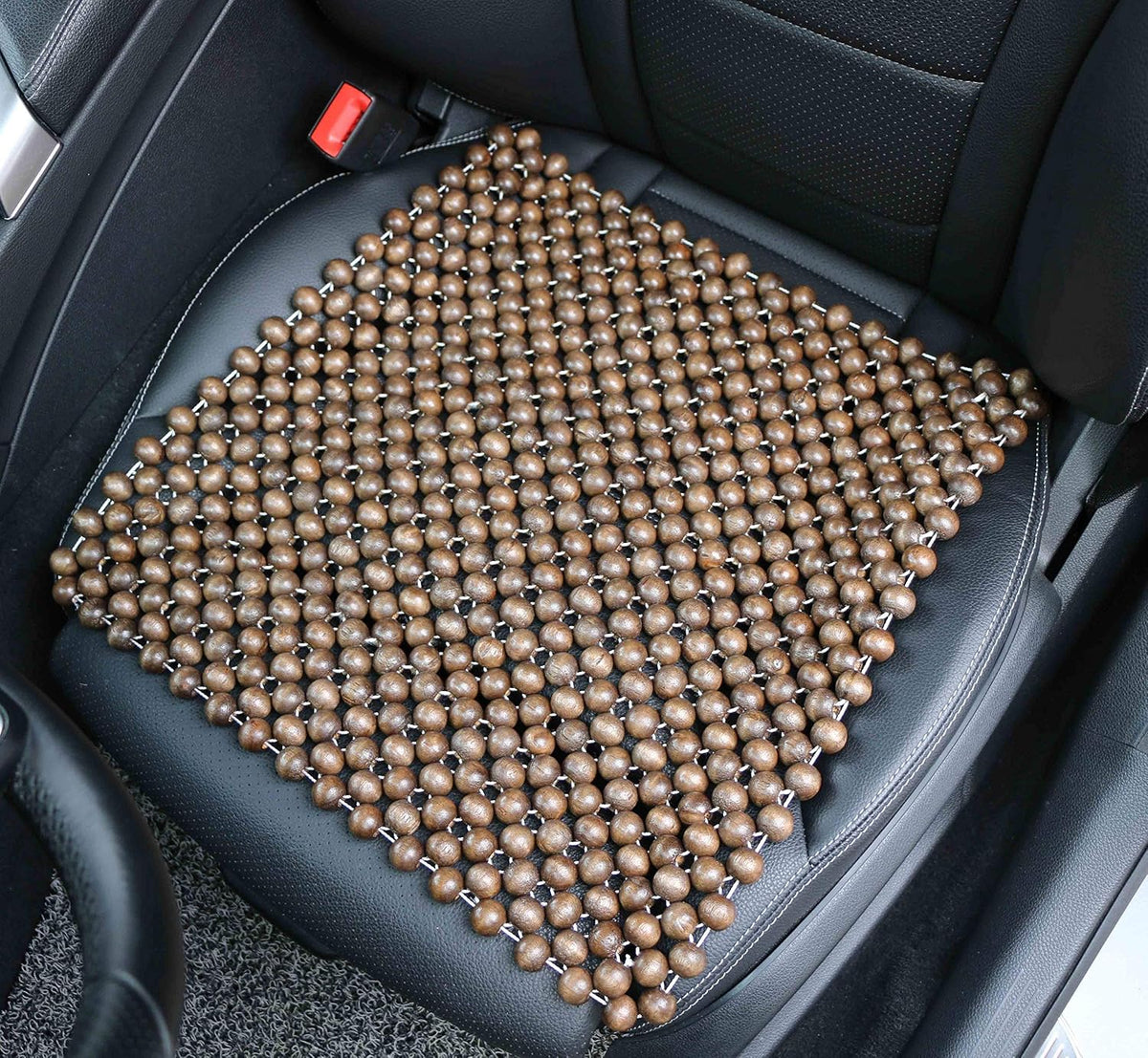 Natural Wood Beaded Seat Cover Pad Mat Comfy Cool Summer Massage Seat Cushion (Square) Medium Size for Car, Sedan,SUV Office Chair
