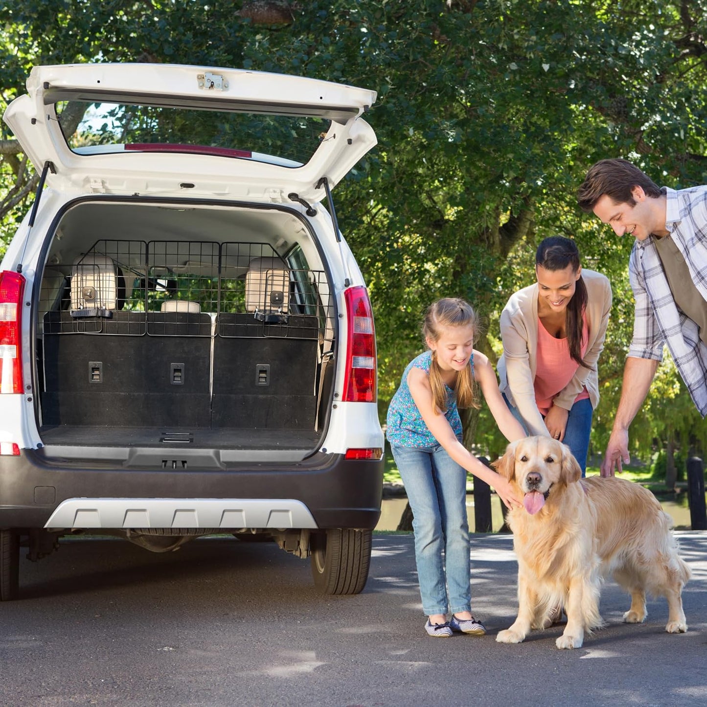 Pawple Dog Car Barrier for SUV's, Cars, Vehicles, &amp; Trucks, Adjustable Large Pet Divider, Heavy-Duty Wire Mesh- Universal Fit
